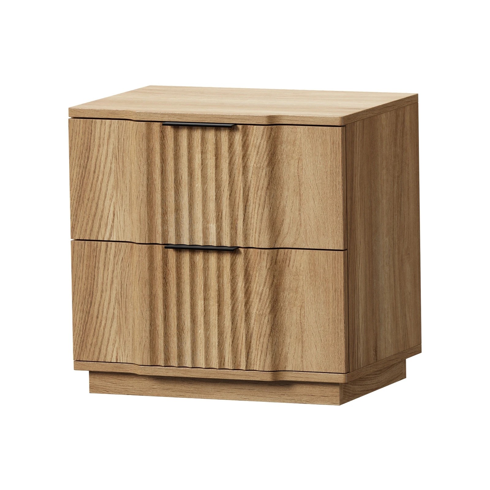 1 Oikiture Bedside Table 2 Drawers Storage Nightstand Side End Table - Natural, 1 of 9