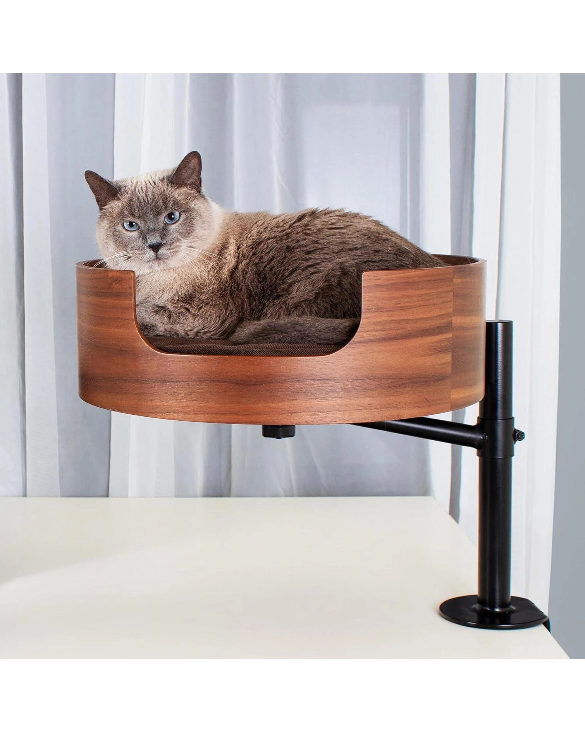 2 Desk Nest Cat Bed Space-Saving Elevated Bed for Cats Walnut - Brown, 2 of 9