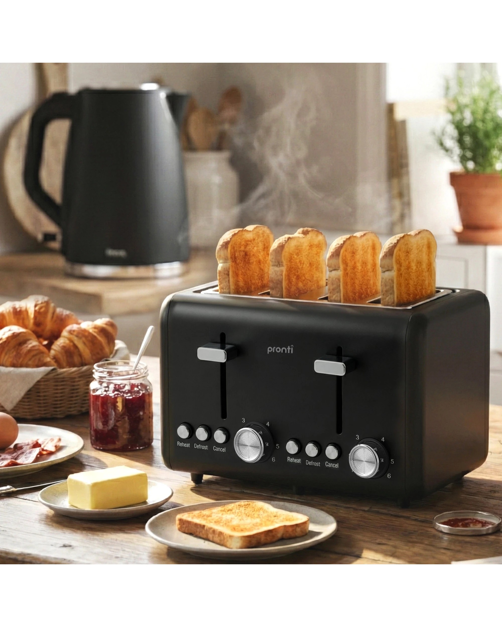 6 Pronti Silver Noir Collection 4 Slice Toaster with Dual Controls, 6 of 6