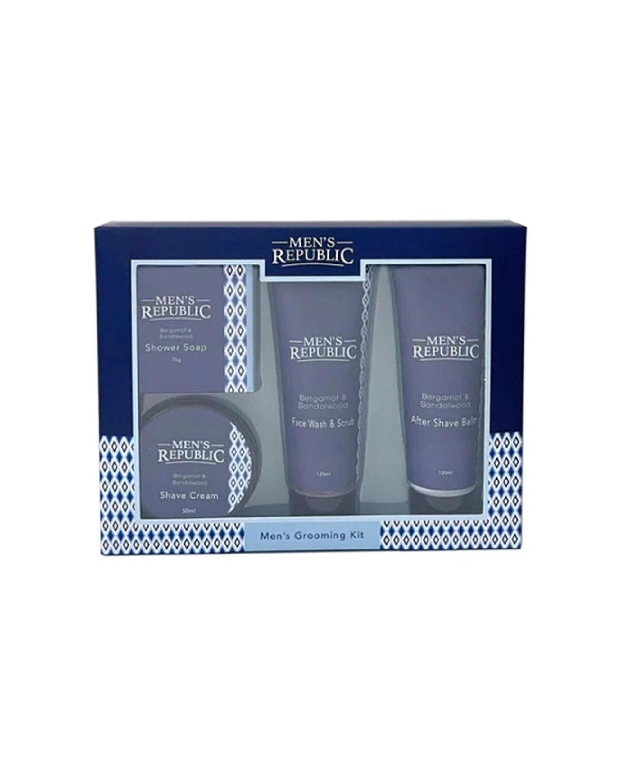 1 Mens Republic 4Pc Grooming Kit Shave Gel After Shave Balm Shave Soap - Blue, 1 of 3