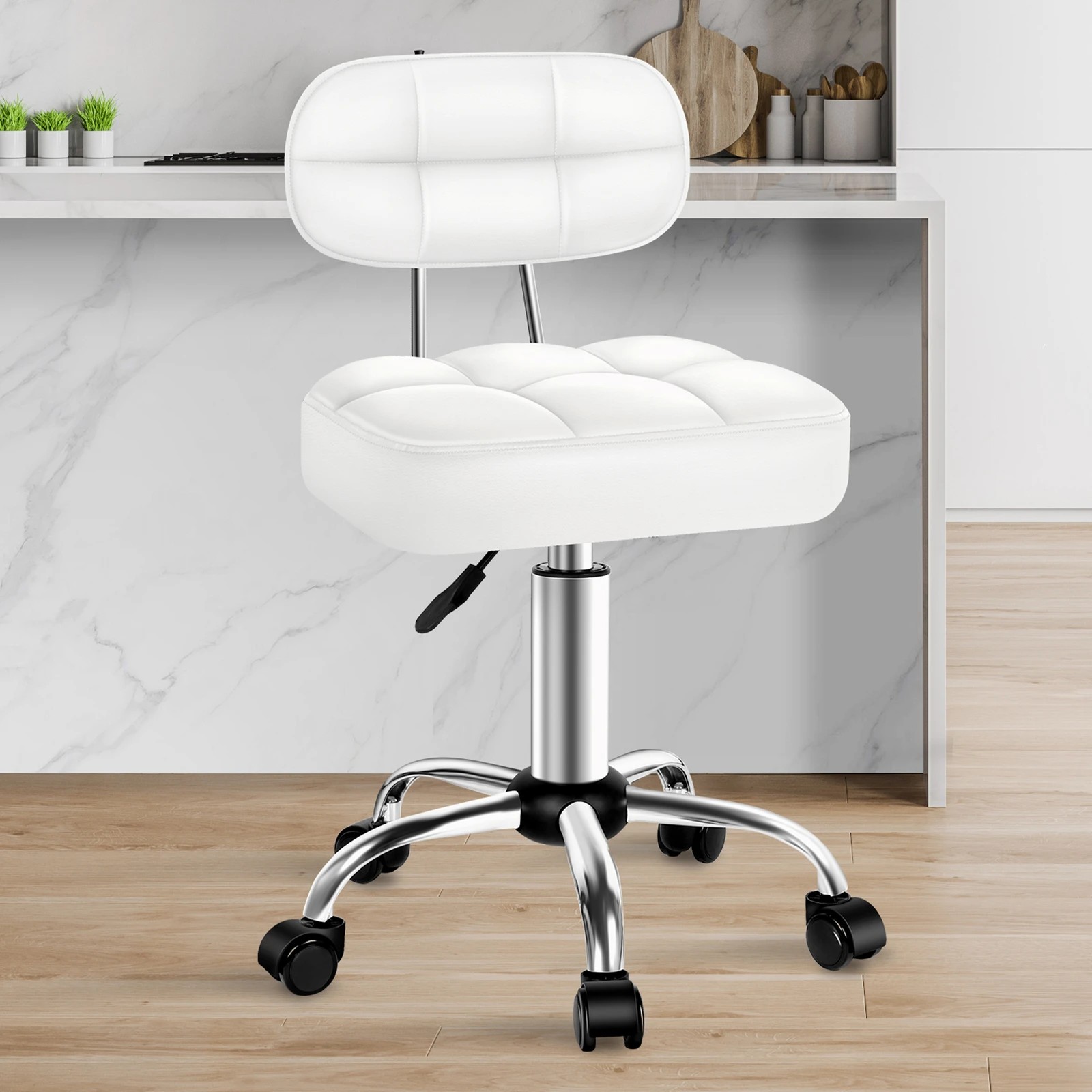 10 Alfordson 2x Salon Stool Backrest Swivel Barber Hair Dress Chair Tufan - White, 10 of 10