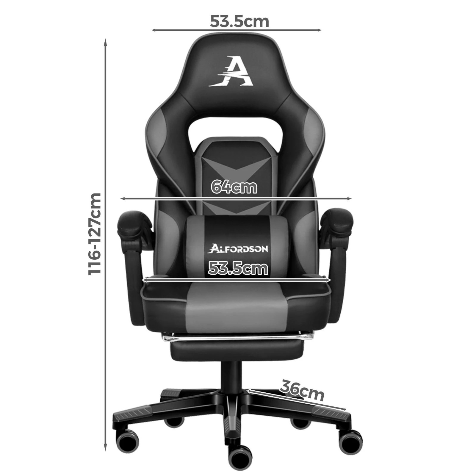 3 Alfordson Massage Gaming Chair Computer Chair - Grey, 3 of 10