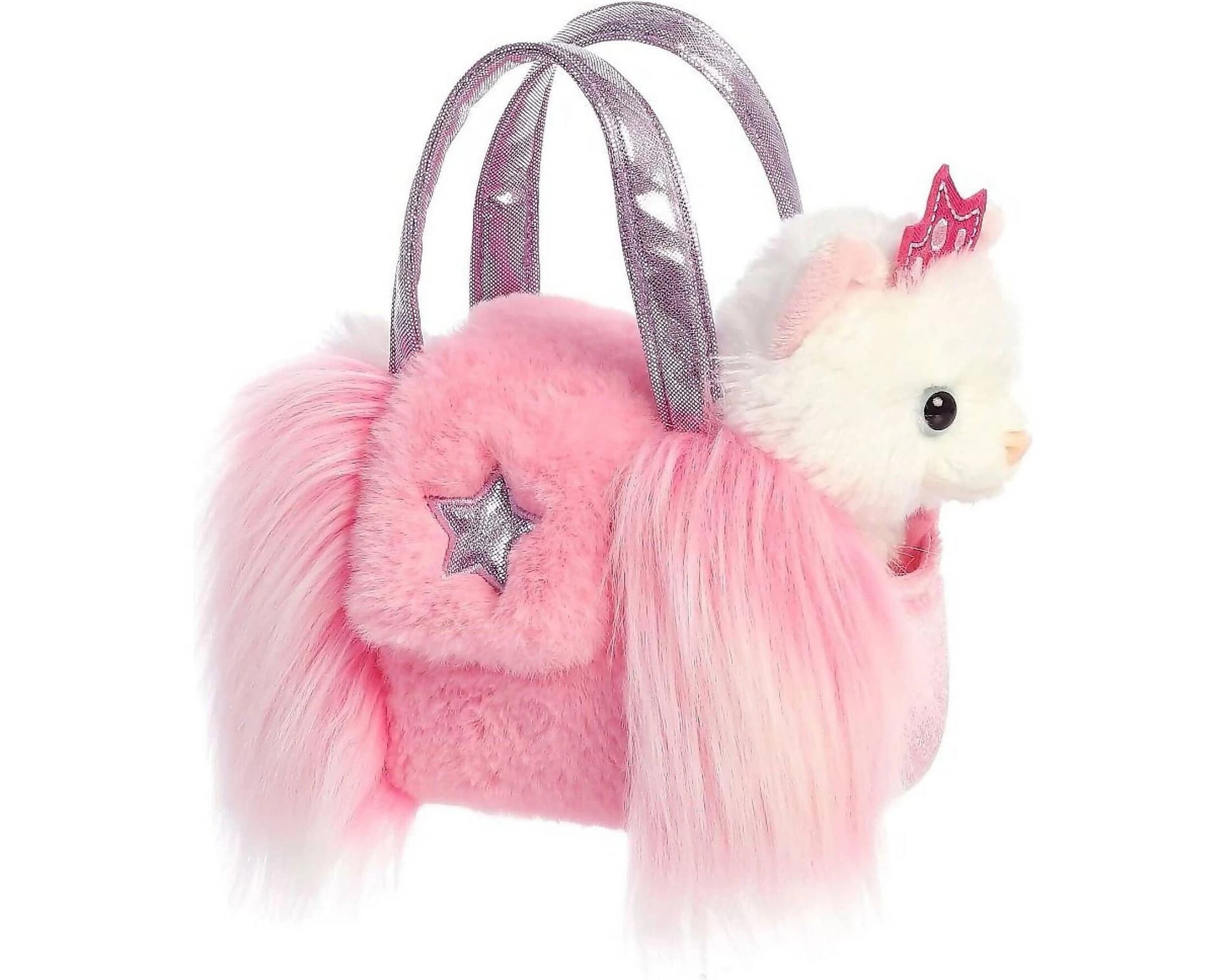 Cotton Candy - Fancy Pals Cat In Pink Shaggy Bag With Star - Kmart