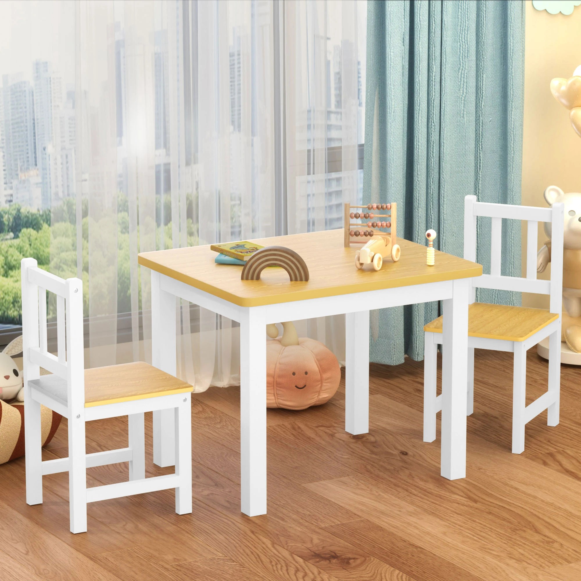 8 Bopeep Kids Table and Chairs Set Wooden Study Play Desk Children Activity 3Pcs, 8 of 9