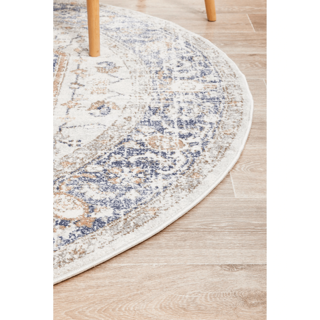 6 RUG CULTURE Mayfair Lorissa Round Rug, Ocean Blue &amp; Peach, 10 mm Polypropylene, Power Loomed, Made in Turkey - Blue, 6 of 9