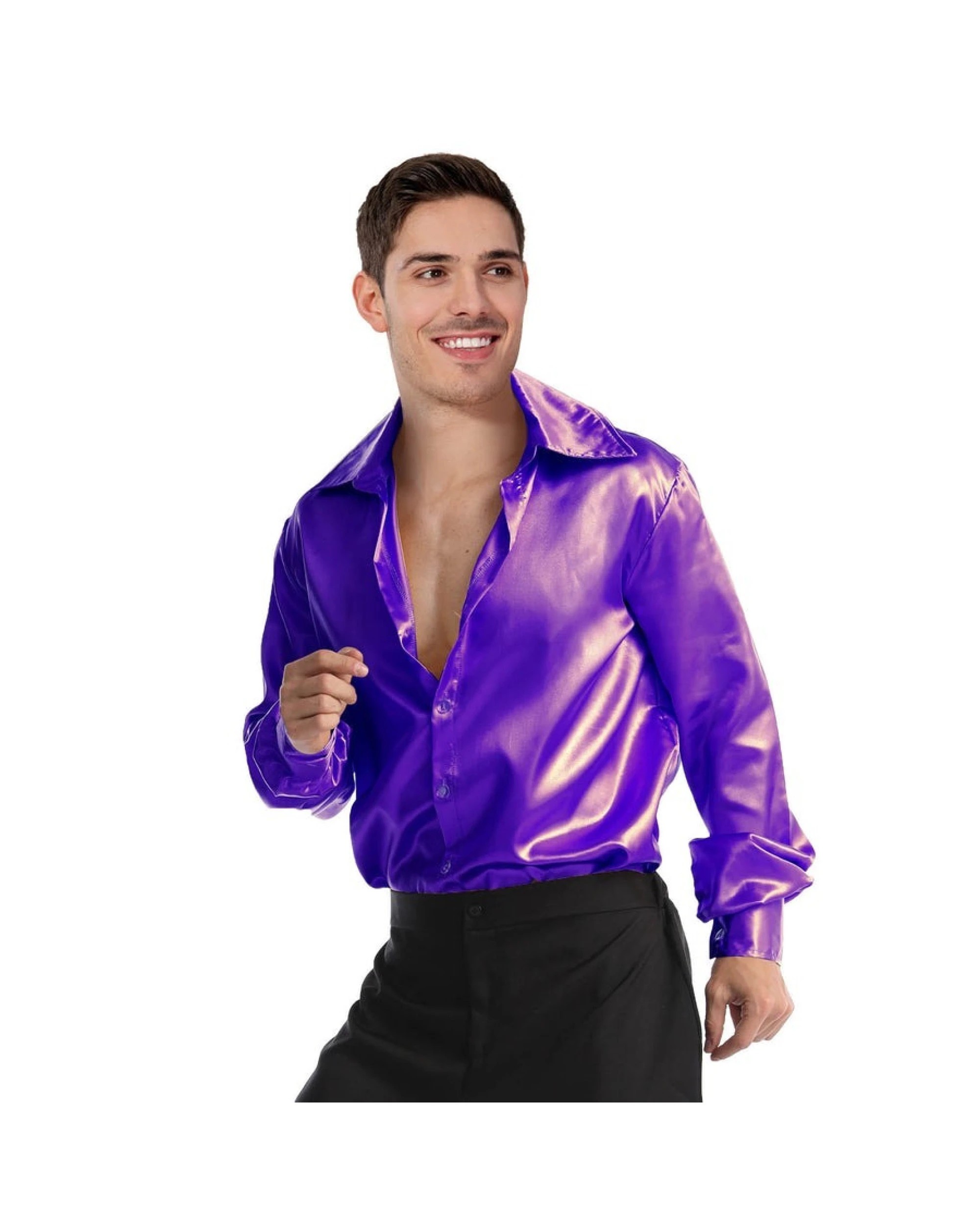 1 BR Costumes Men's 70s Disco Shirt Costume with Long Sleeves, 1 of 3