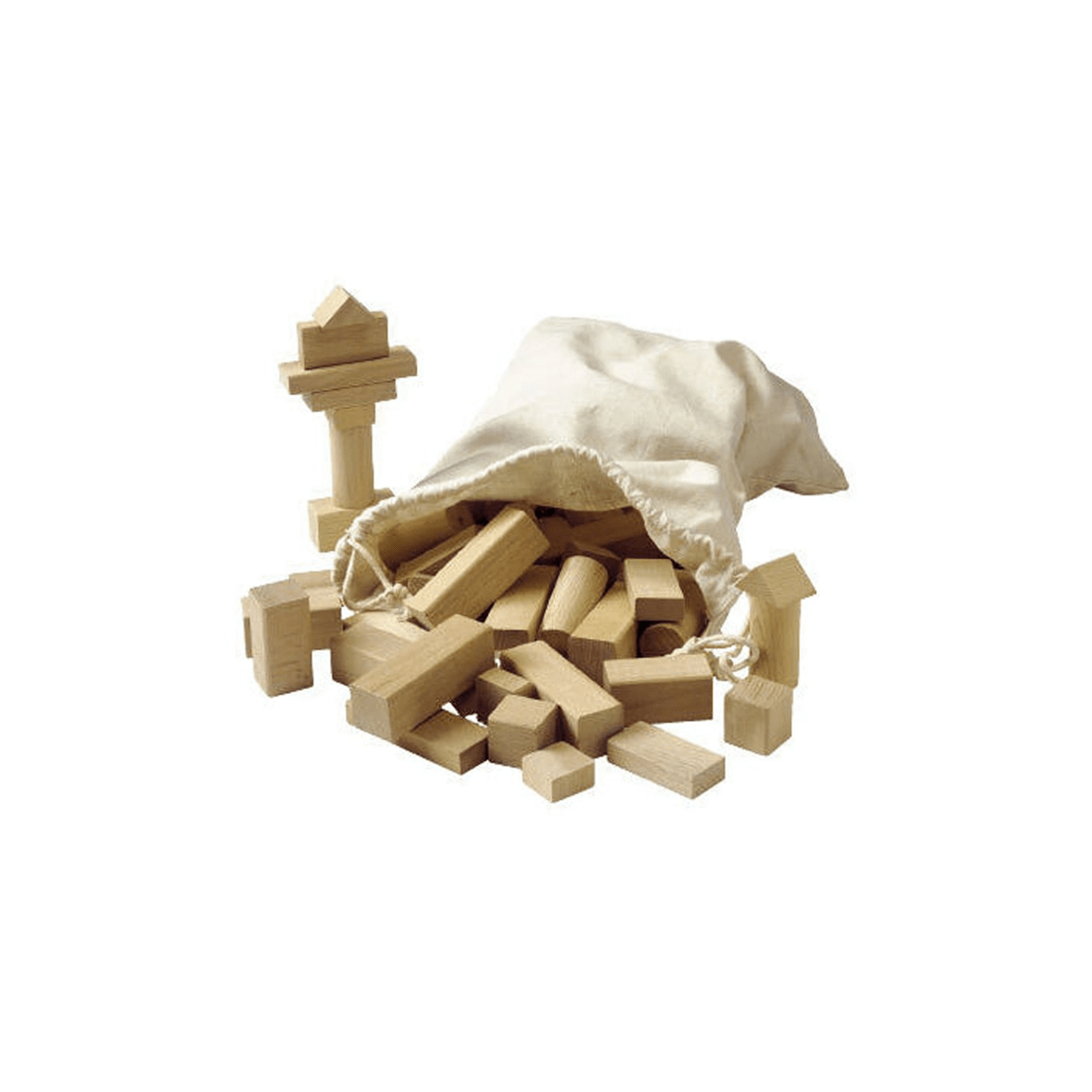 3 EDUCO Building Blocks 100 Piece Set Solid Wood Cloth Bag Kids Age 3 Years - Brown, 3 of 3