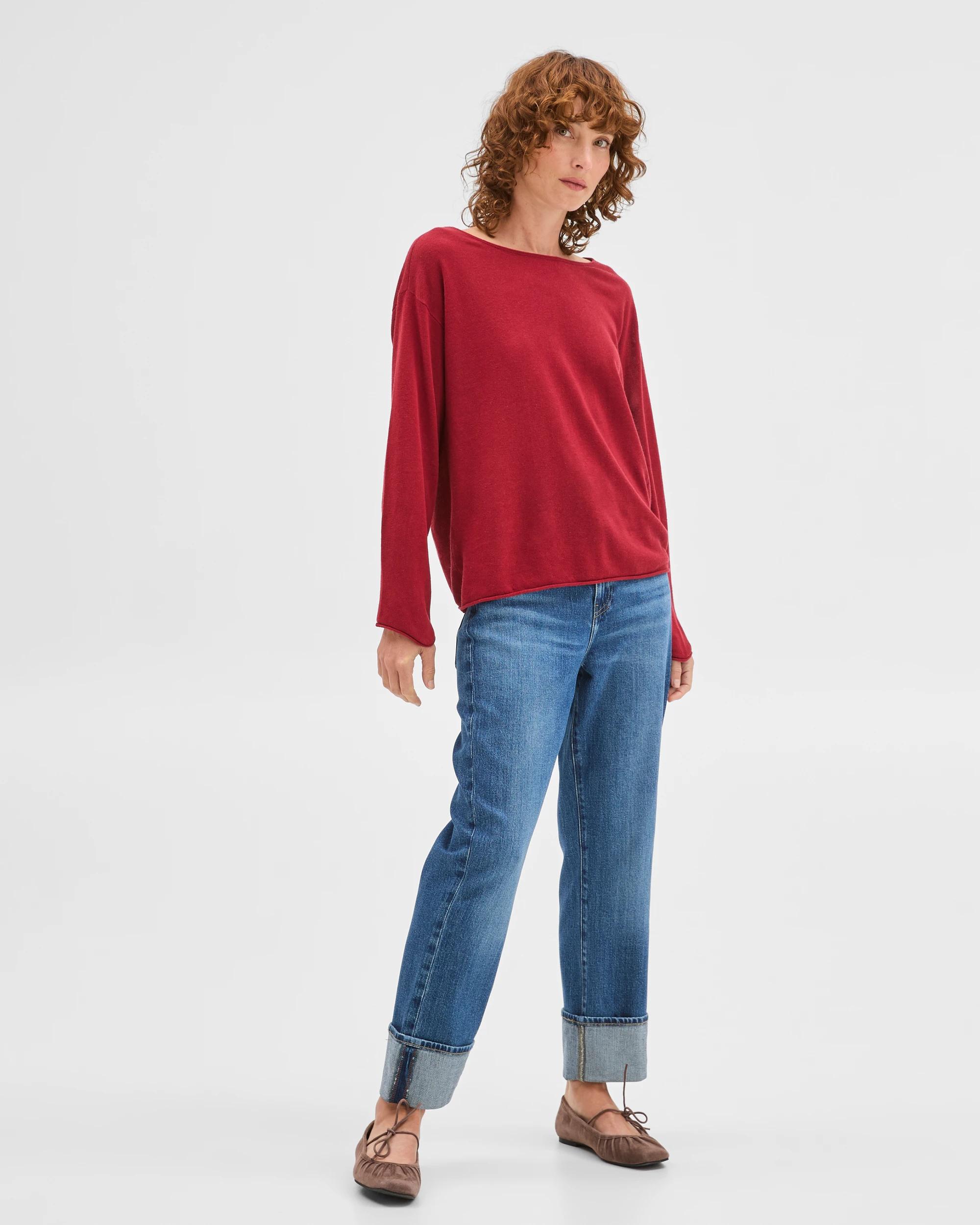 2 Target Woman Linen Blend Long Sleeve Lightweight Jumper GARNET, 2 of 5