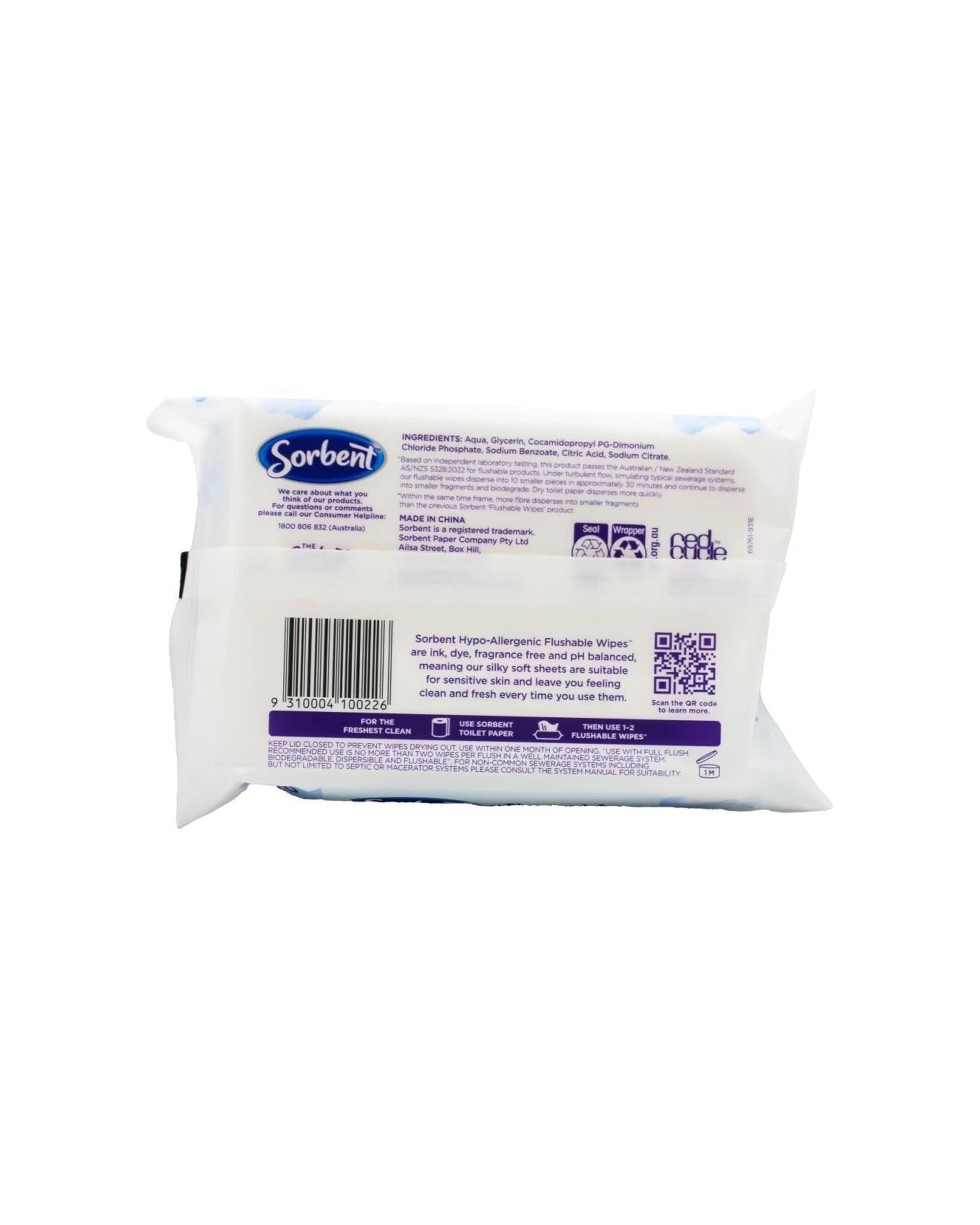 3 Sorbent Flushable Wipes 14x 40pc Hypo Allergenic Non-Scented Disposable - White, 3 of 3
