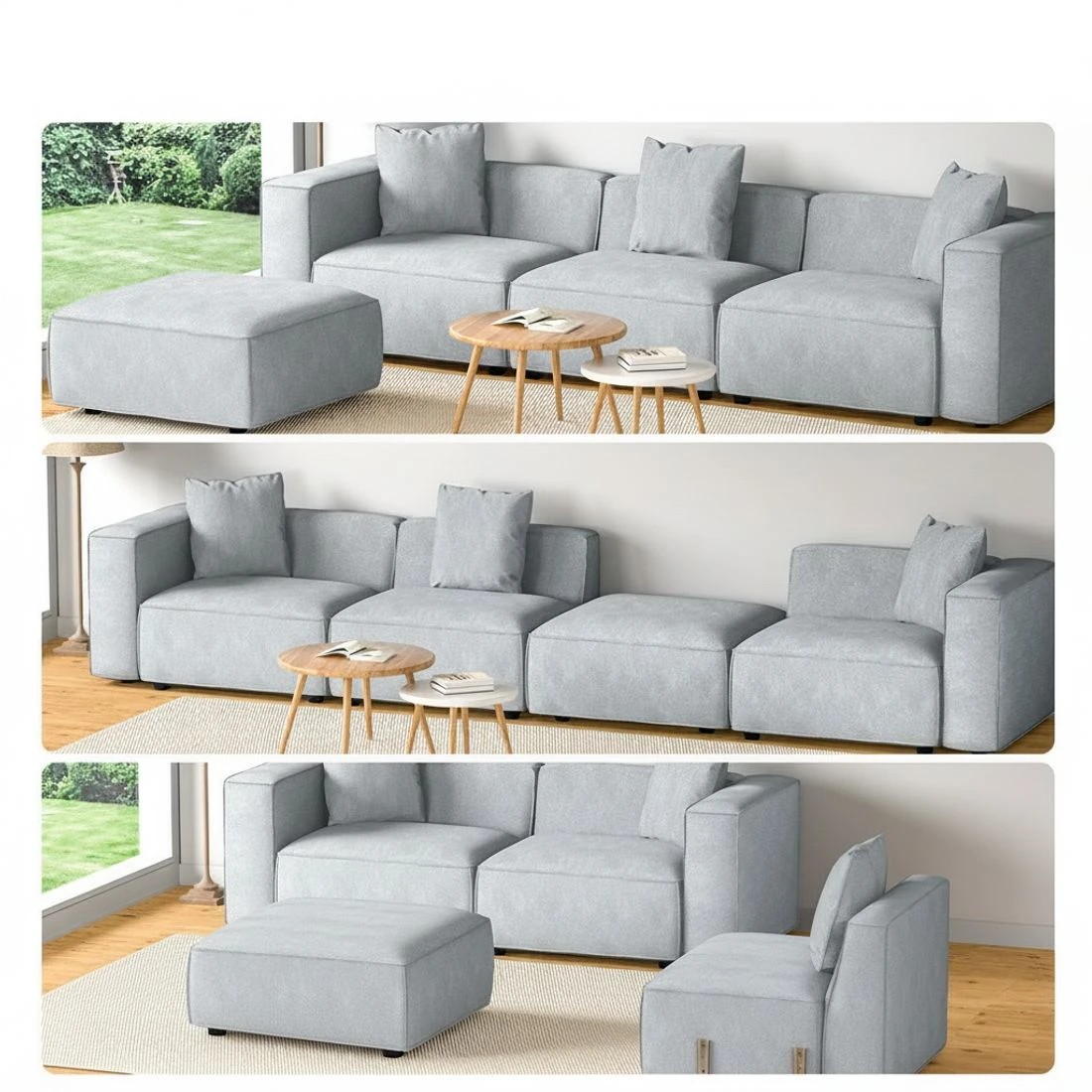 3 Artiss Modular Sofa Chaise Set 4 - Grey, 3 of 5