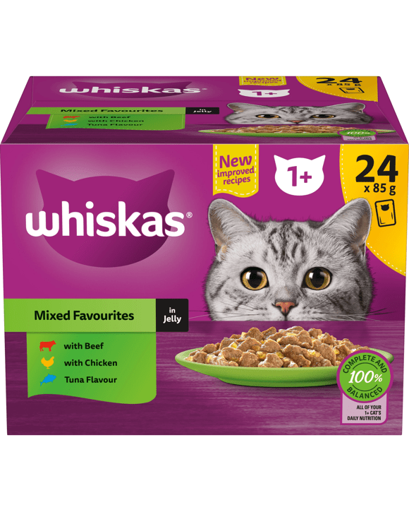 24 Pack Whiskas Mixed Favourites in Jelly