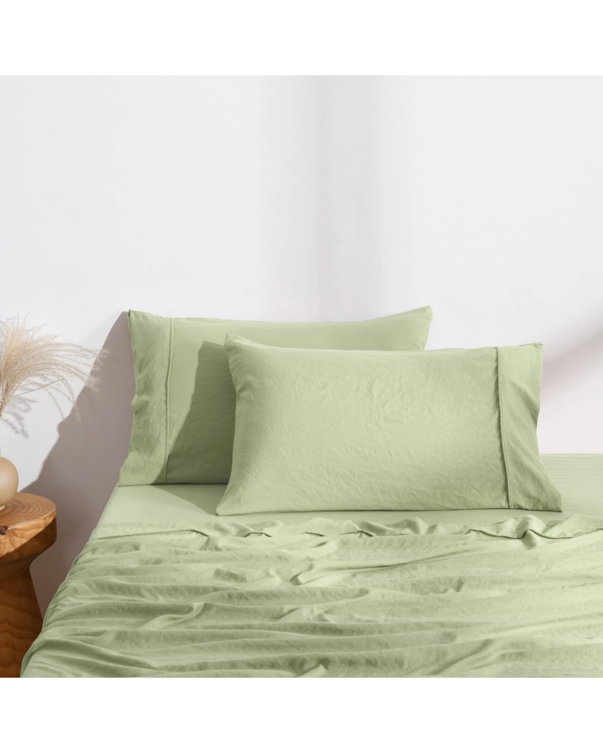 1 Dreamaker Superfine Washed Microfibre Standard Pillowcase Twin Pack - Green, 1 of 5