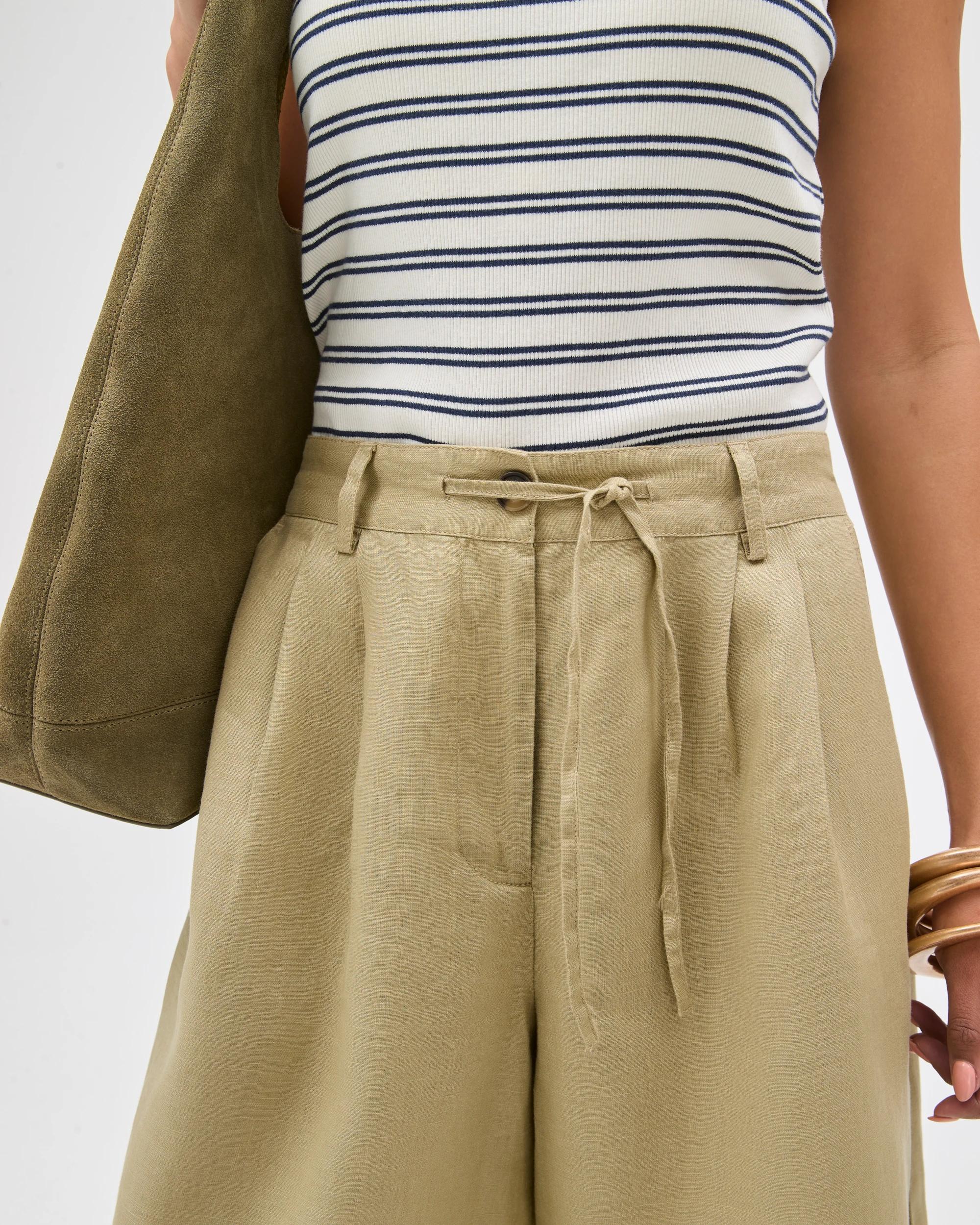 5 Target European Linen Bermuda Shorts CRUSHED LEAF, 5 of 6