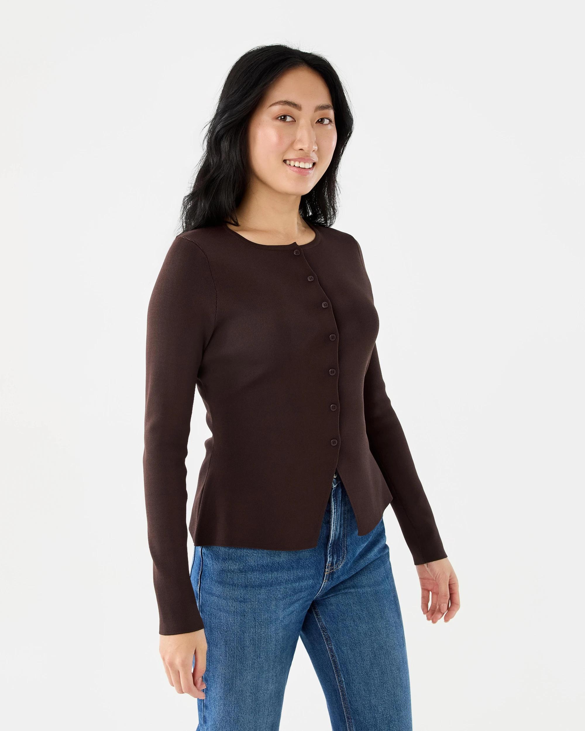 2 Long Sleeve Cinched Top Melt Brown, 2 of 7
