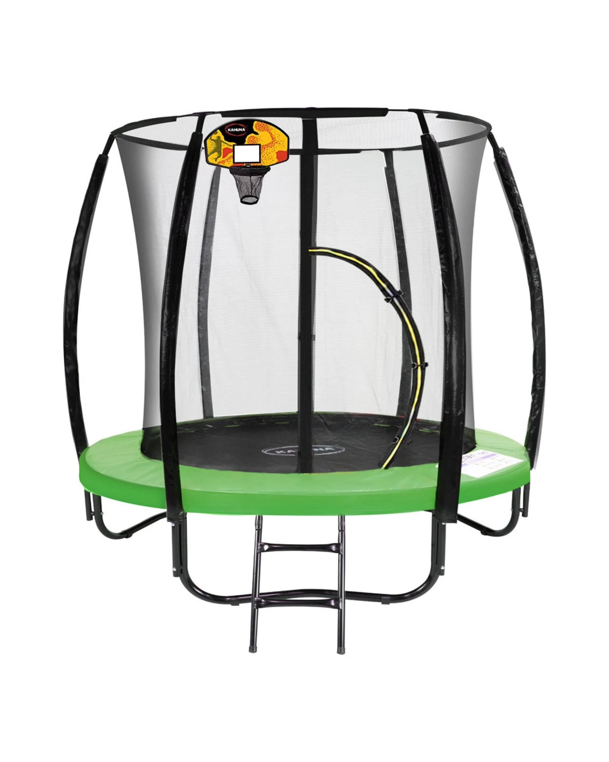 1 Kahuna 6ft Trampoline Outdoor Round Jumper Bouncer Safety Net Spring Pad Mat Ladder LED Basketball Set - Green, 1 of 10