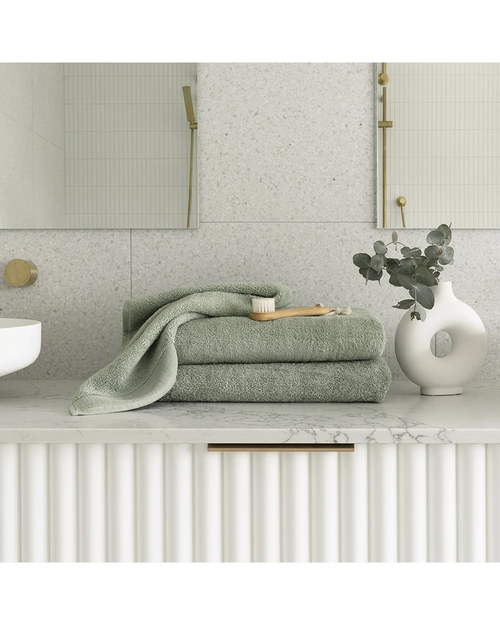 3 Bambury Elvire 600gsm Soft Absorbent Cotton Hand Towel 40x60cm Sage - Green, 3 of 4