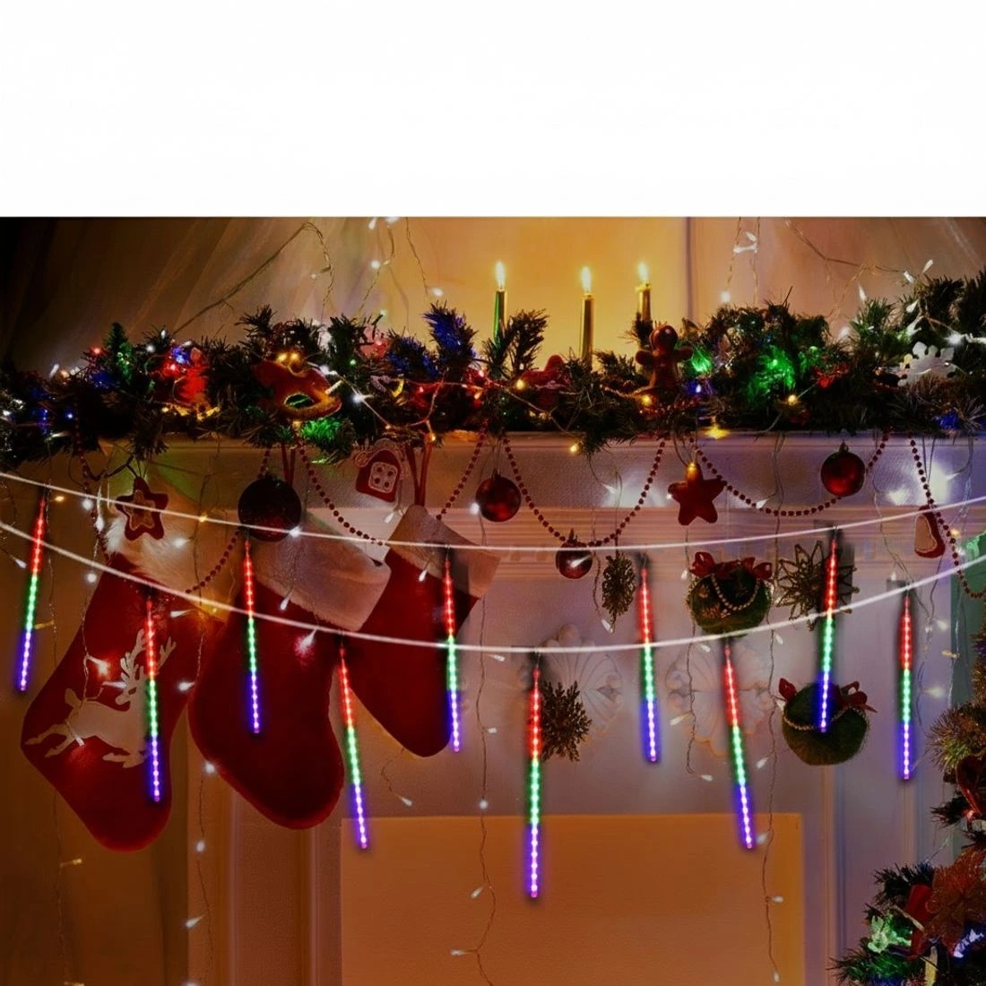 6 Jingle Jollys 7M Christmas Lights Shower Light 288 LED Icicle Falling Metor - Multi, 6 of 7