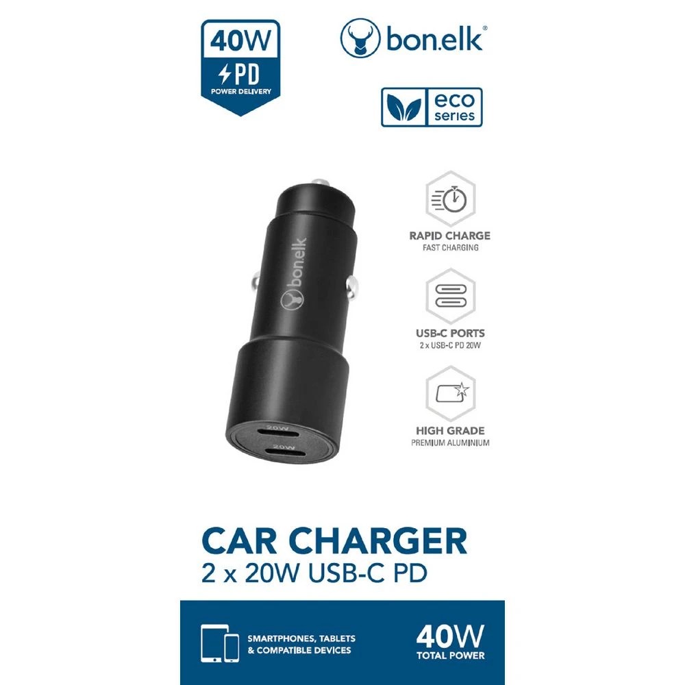 7 Bonelk Eco Car Charger 2x USB-C 40w Black, 7 of 7