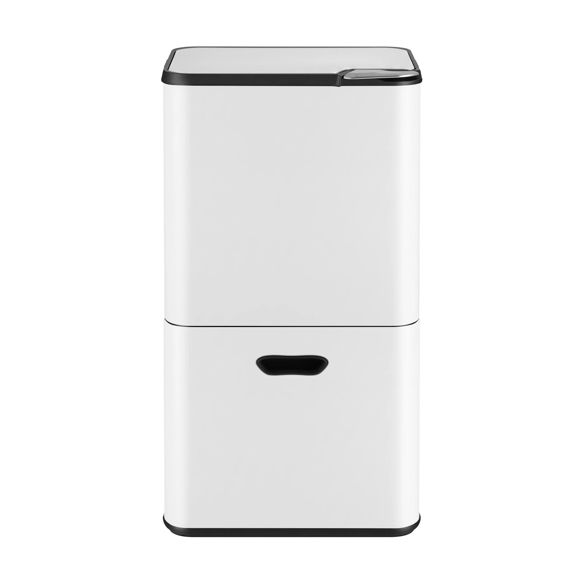 4 Cefito 63L Rubbish Bin 3 Compartment Carbon Steel Split Door Trash Can - White, 4 of 8