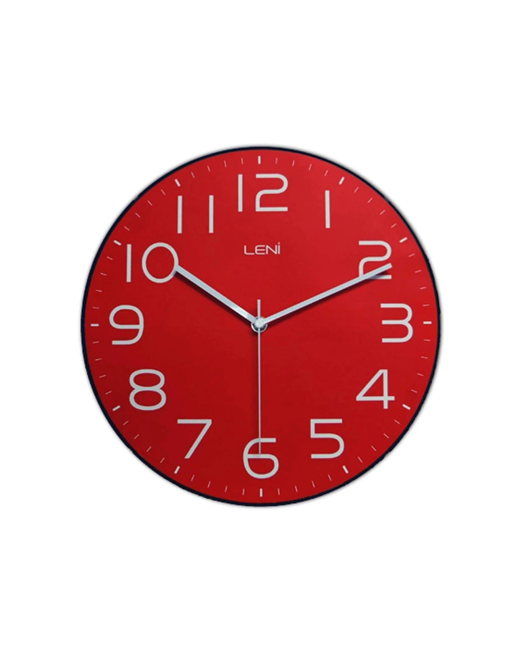 1 LENI Classic 30cm Wall Clock Silent Sweep Dome Glass Lens Easy Read Numbers - Red, 1 of 1