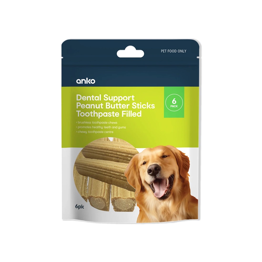 1 6 Pack Pet Treat Toothpaste Dental Sticks Peanut Butter, 1 of 3