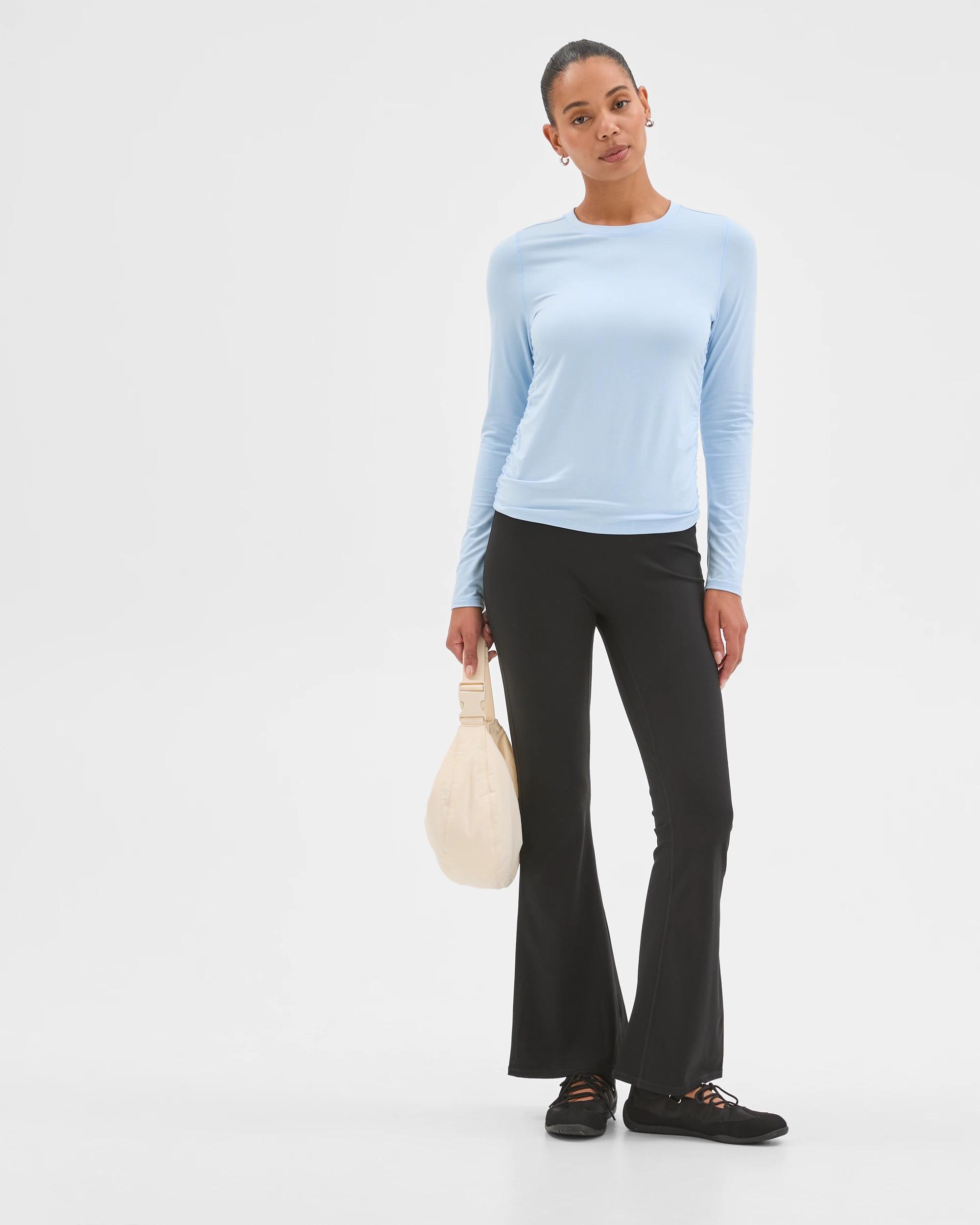 1 Target Active Active Studio Luxe Long Sleeve Ruched Top BLUE MIST, 1 of 6