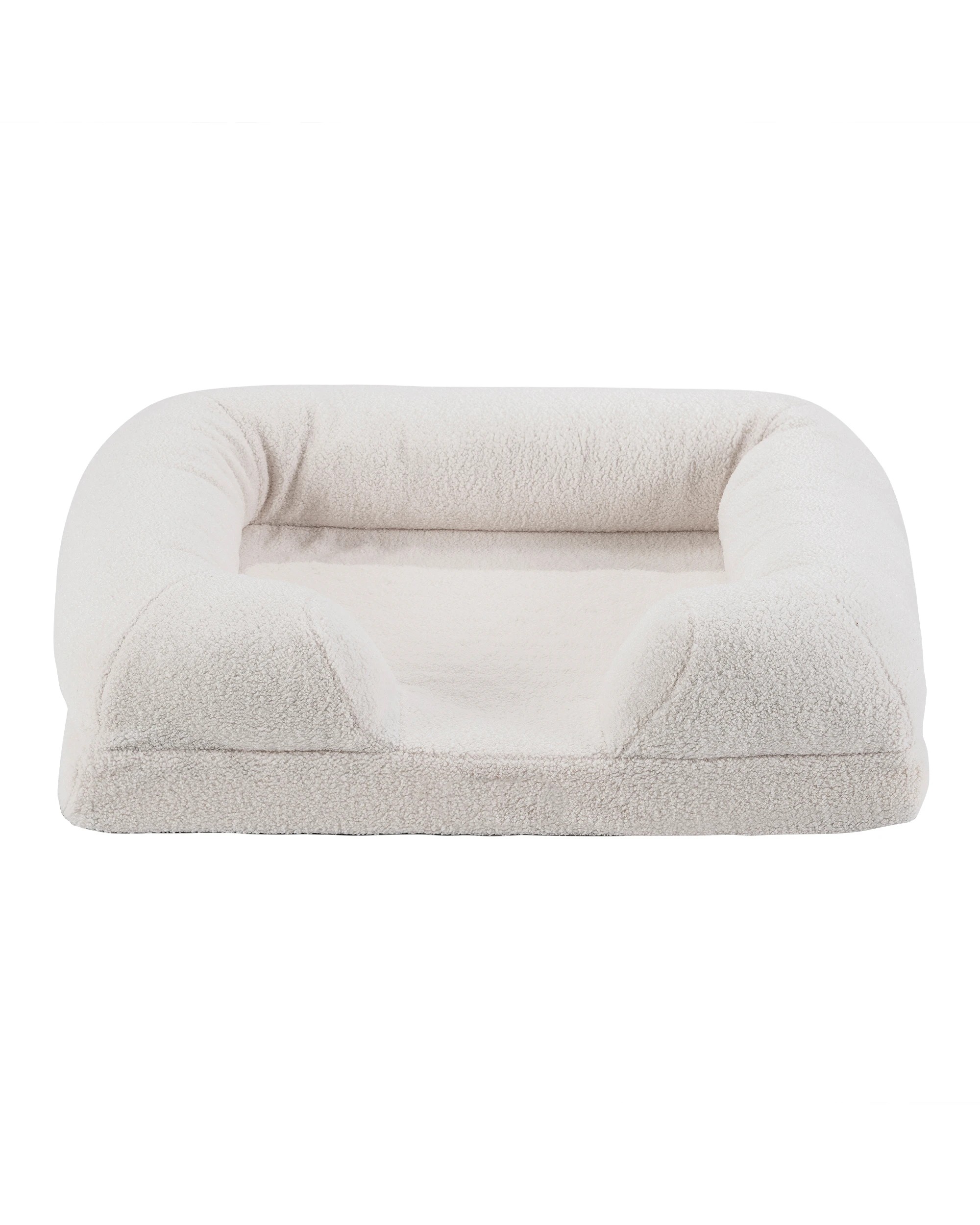 2 Petzly Memory Foam Dog Bed Plush Pet Sofa Calming Bed Washable White X Large 106CM, 2 of 9