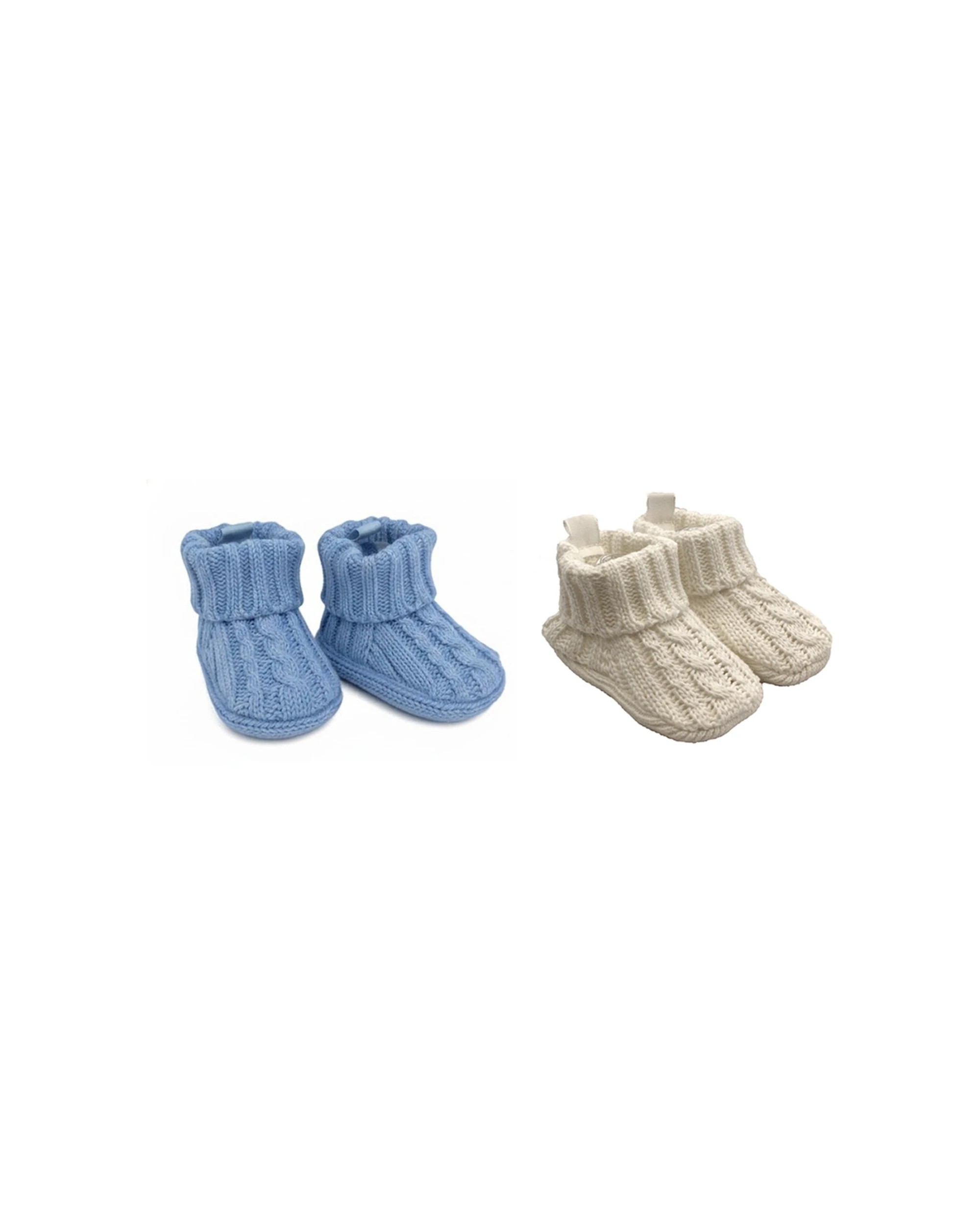 1 Playette Cable Knit Bootie Bundle - 0-6 Months - White, 1 of 3