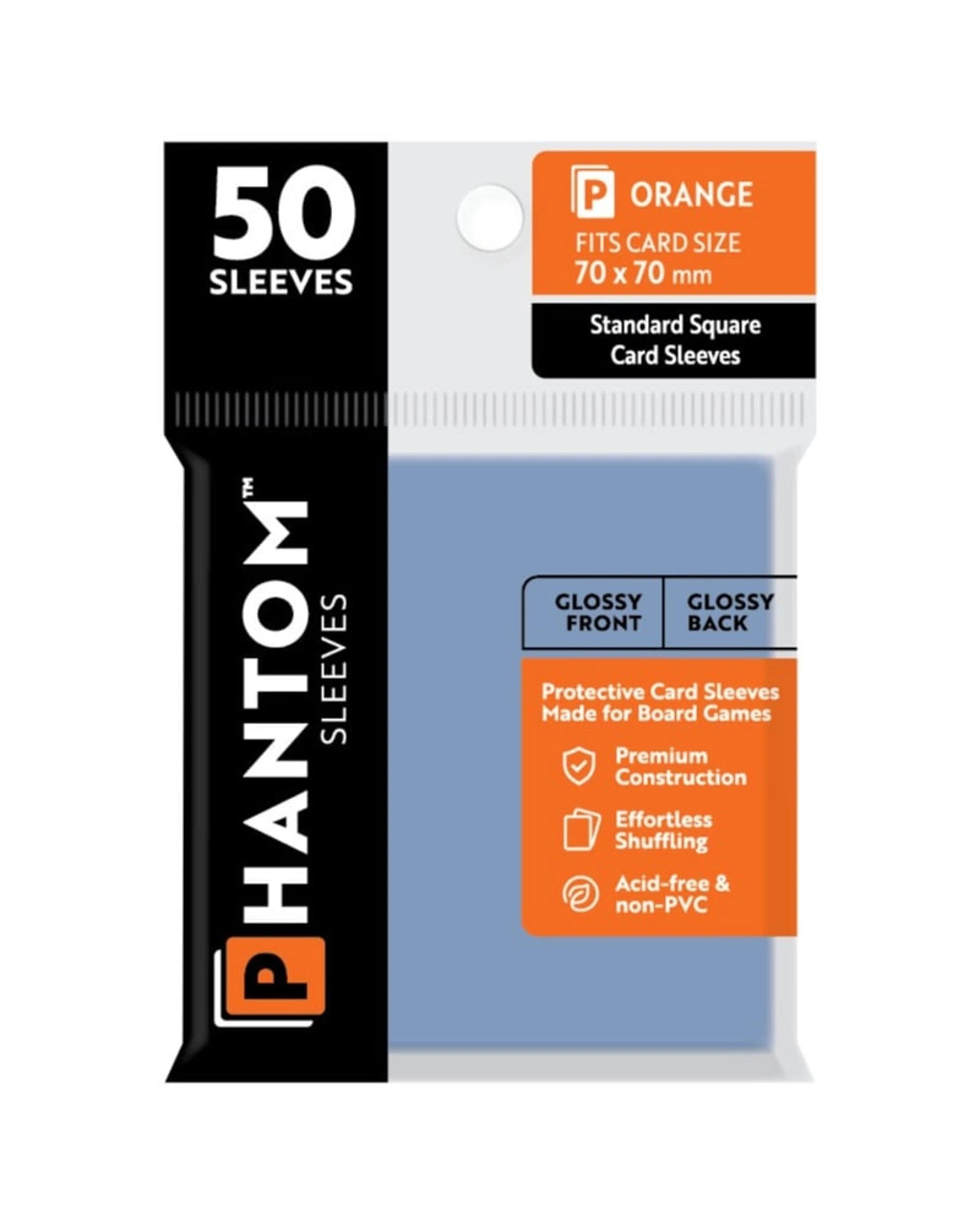 1 Phantom Sleeves Size Orange 70mm x 70mm Clear Sleeves 50 Pack - Gloss/Gloss - Clear, 1 of 1