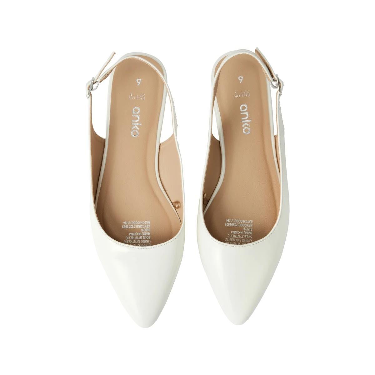 2 Point Toe Ballet Slingback Flats Wht Patent, 2 of 3