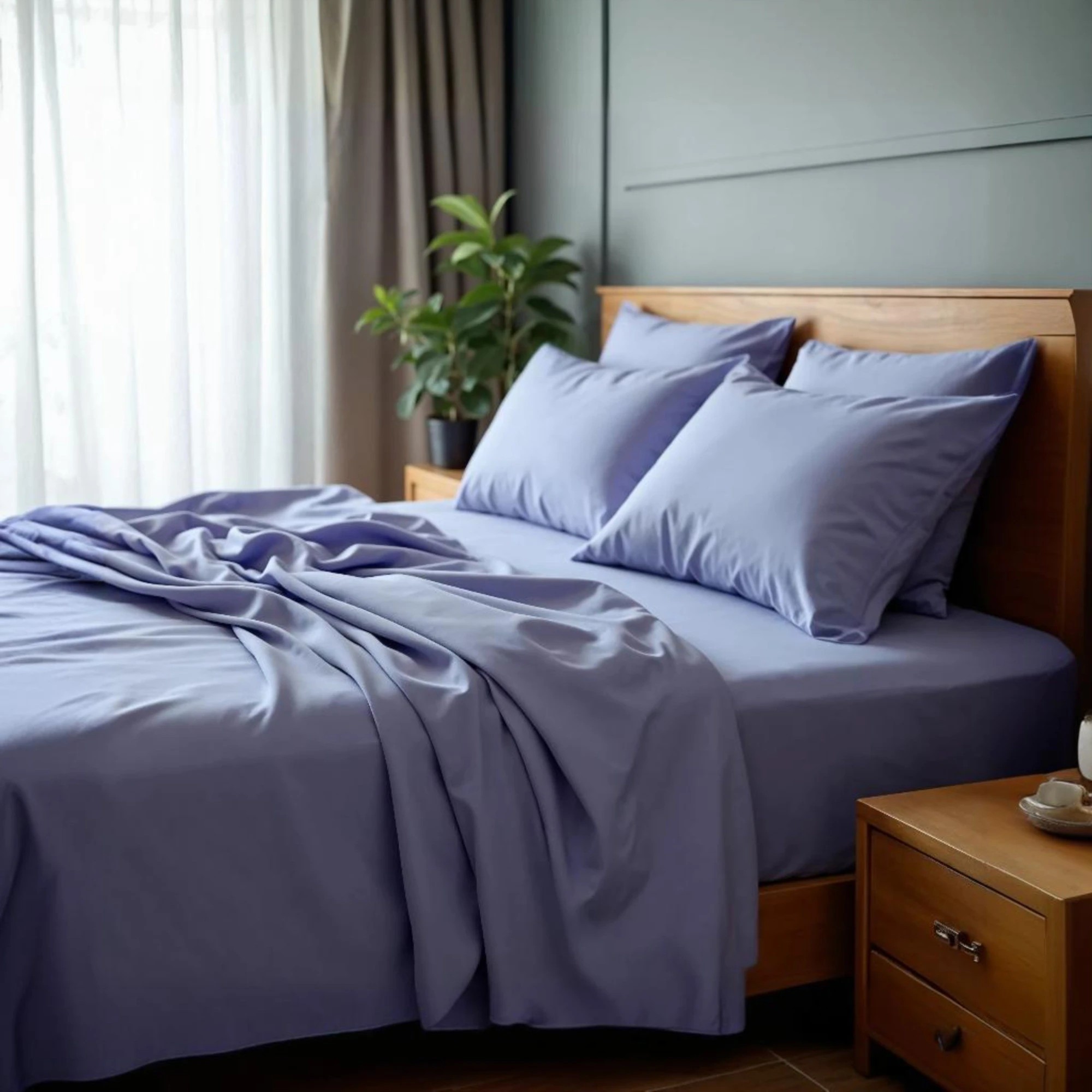 3 Royal Comfort 2000 Thread Count Bamboo Cooling Sheet Set Ultra Soft Bedding - King Bed - Blue, 3 of 4