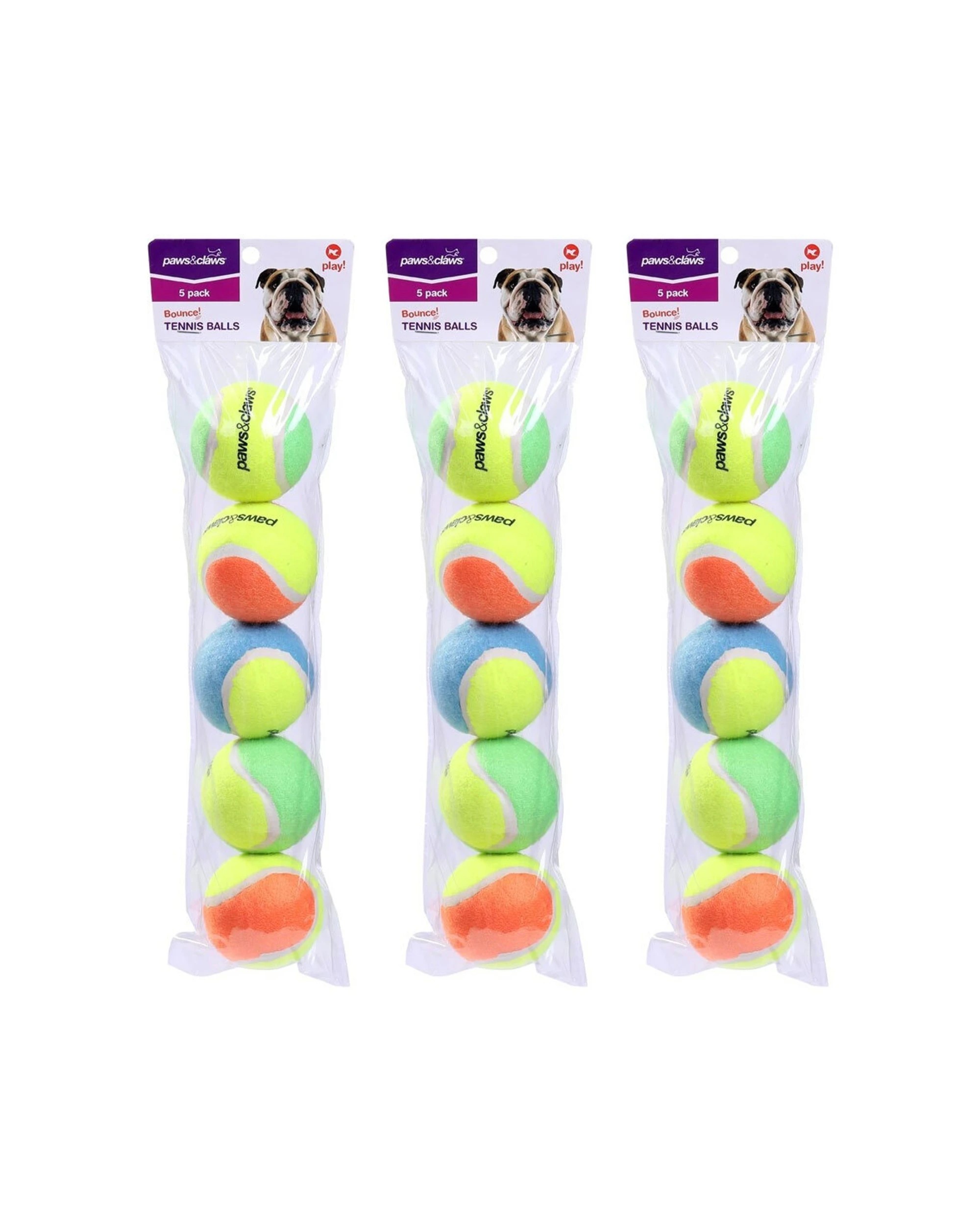 1 Paws And Claws 15pc Tennis Balls 6cm 2-Tone Durable Dog Toy - Multi, 1 of 4