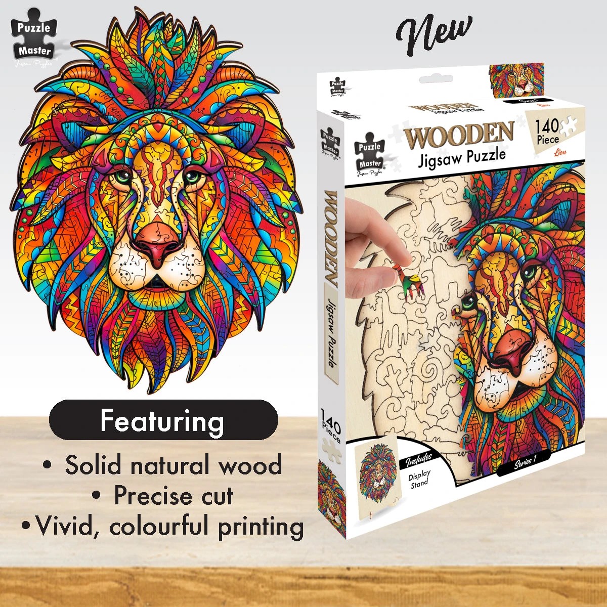 2 Puzzle Master 140 Piece Wooden Jigsaw Puzzle, Lion, 2 of 8