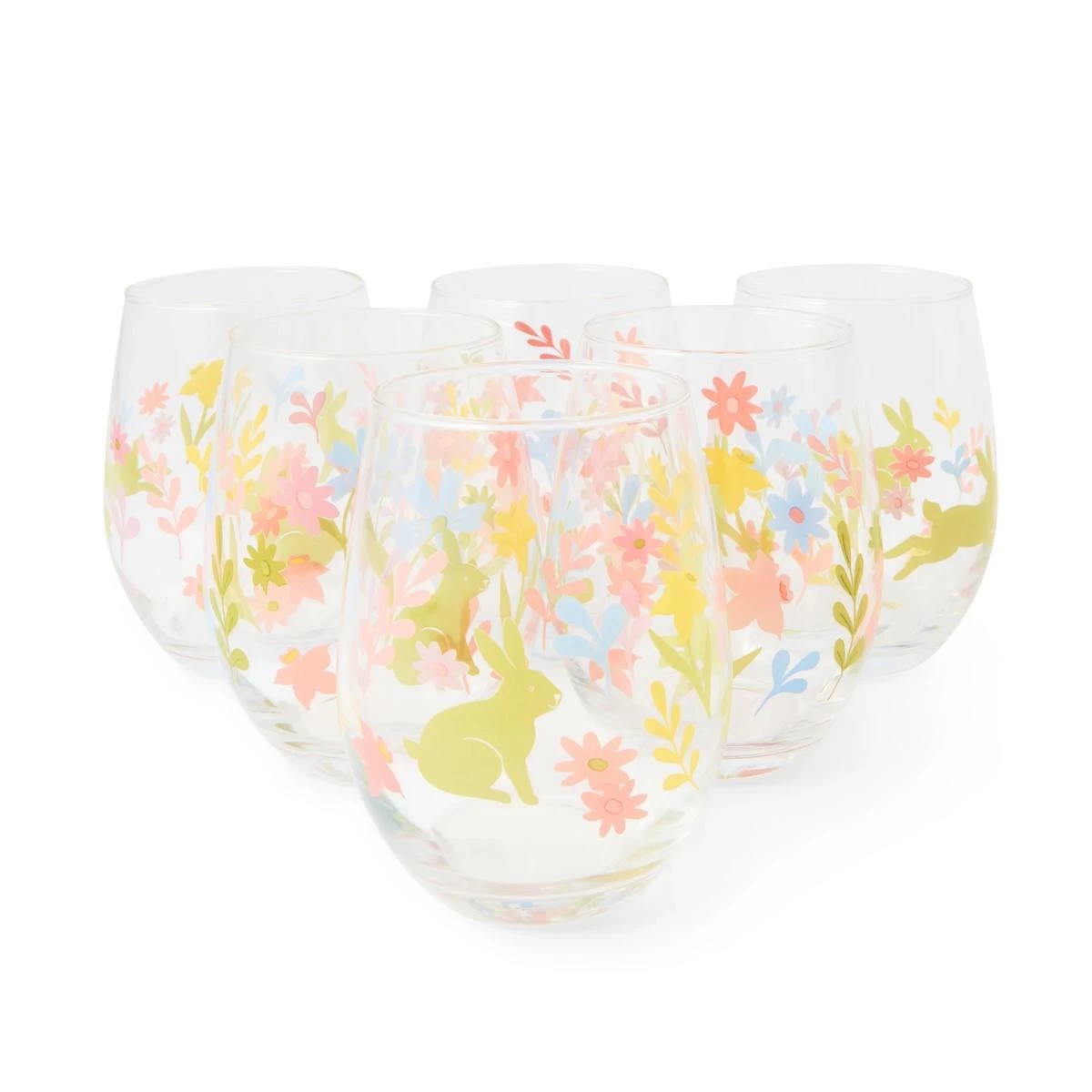 1 6 Bunny and Flower Glasses, 1 of 6