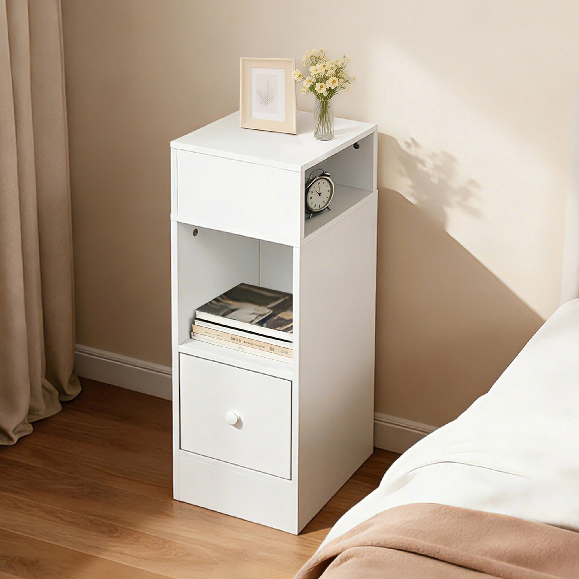 7 Levede Slim Bedside Table Nightstand Side End Table Storage Bedroom Cabinet - White, 7 of 9