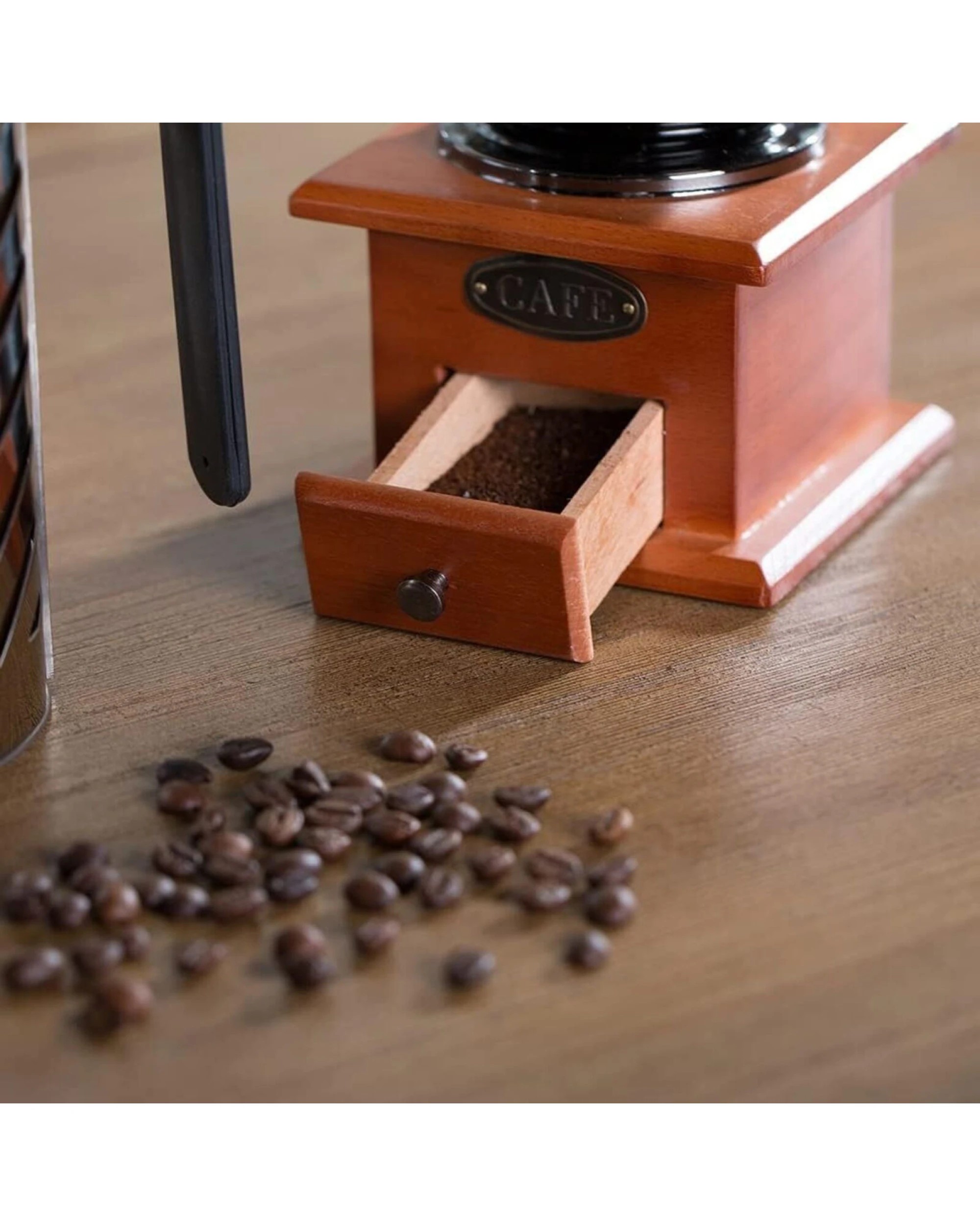 4 Br Home Antique Coffee Grinder Mill Manual Hand Made Wooden Bean Grind Pepper, 4 of 8