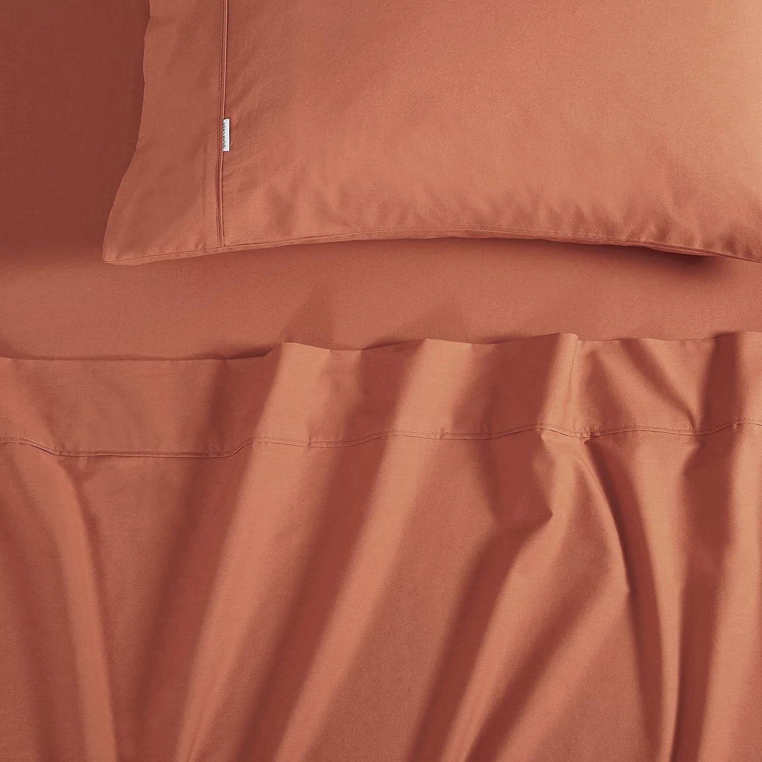 3 Gioia Casa Vintage Washed Cotton Sheet Set Soft Breathable - Double Bed - Brick, 3 of 4