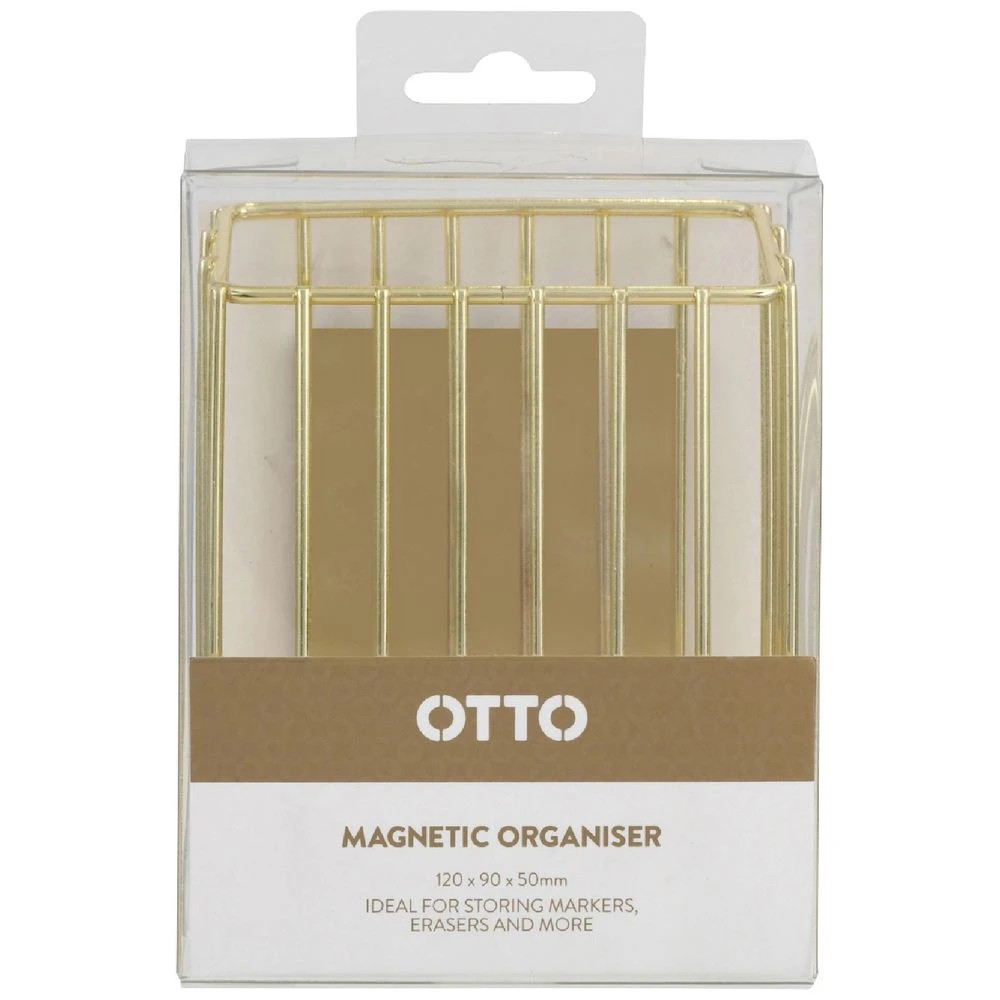 1 Otto Small Magnetic Storage Basket Gold Wire, 1 of 4