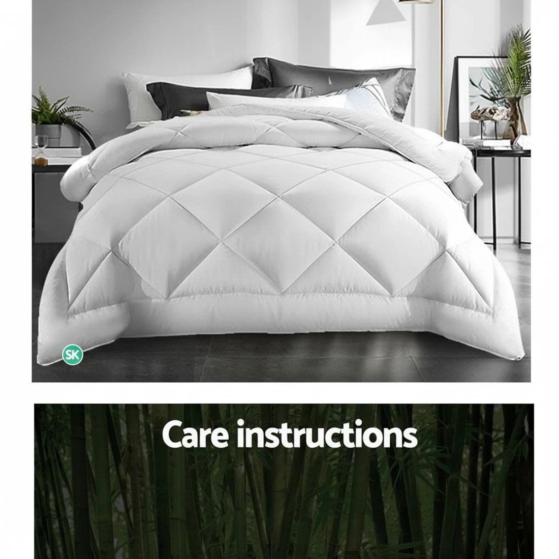 7 Giselle Bedding 400GSM Microfibre Bamboo Quilt Super King - Super King Bed - White, 7 of 8