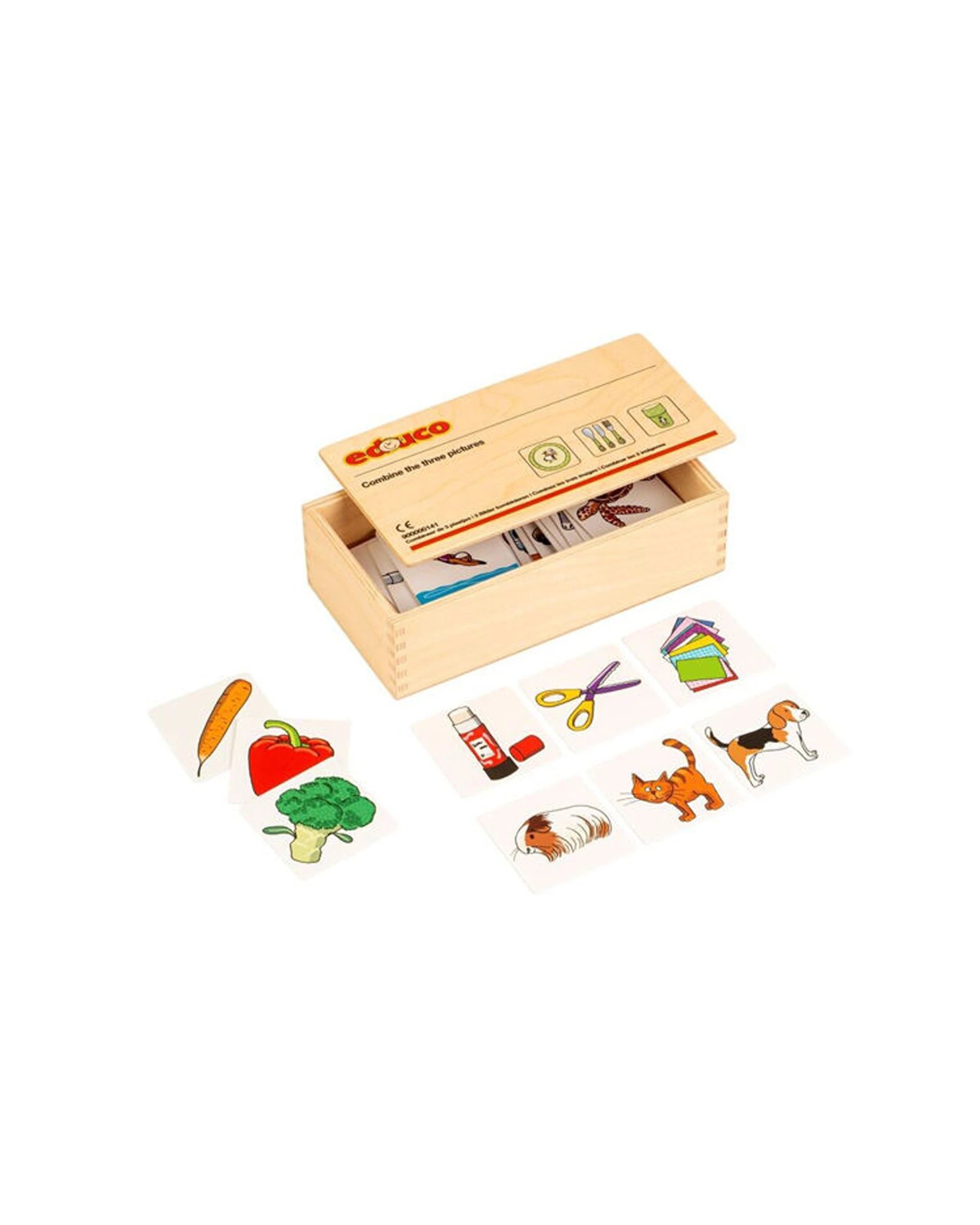 3 EDUCO EDUCATIONALL 48Pc Combine The Three Pictures Matching Game 3Y Wooden Box - Multi, 3 of 3