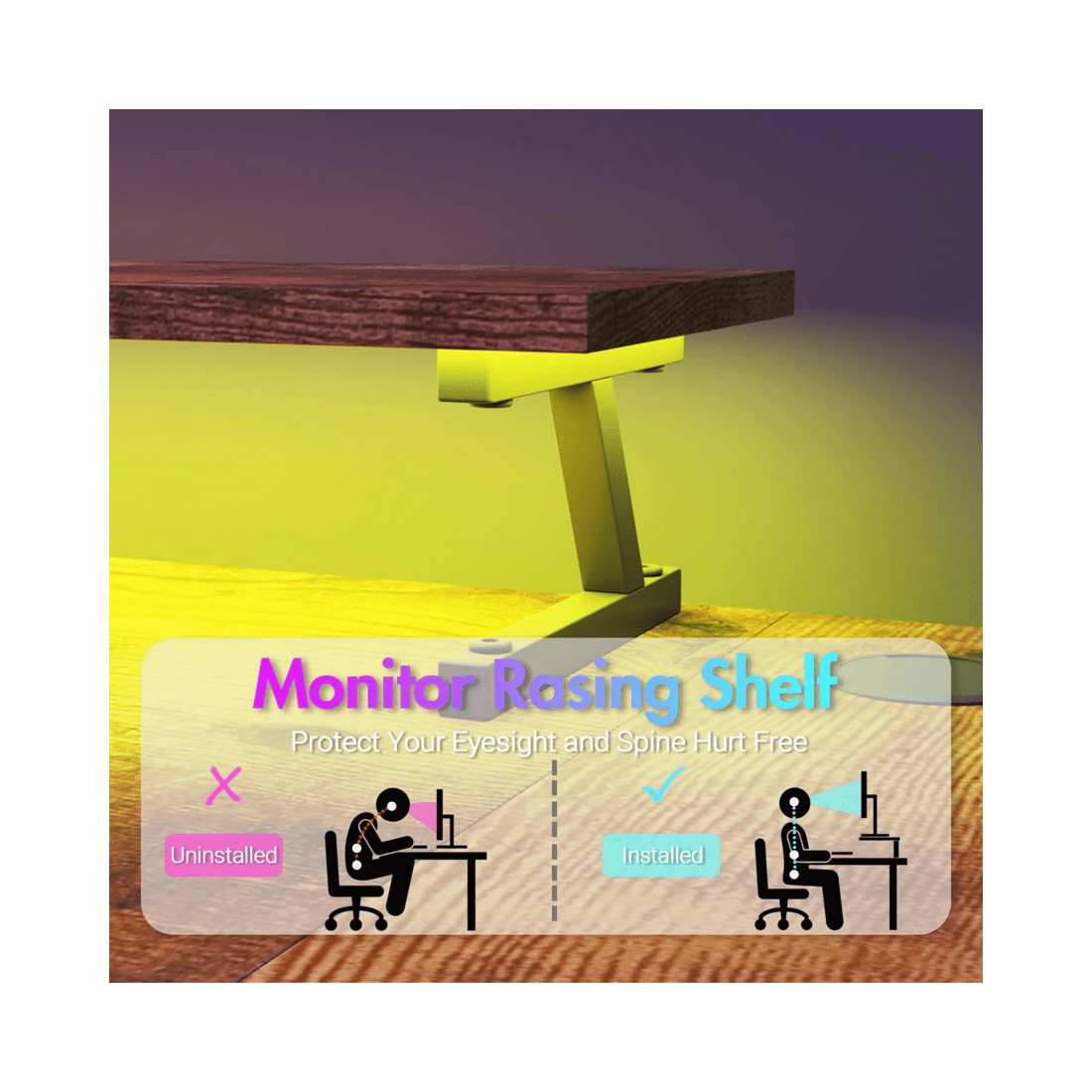 7 Advwin 160cm L Shaped Gaming Desk With Led Lights & Power Outlets Convertible Computer Desk Walnut, 7 of 10