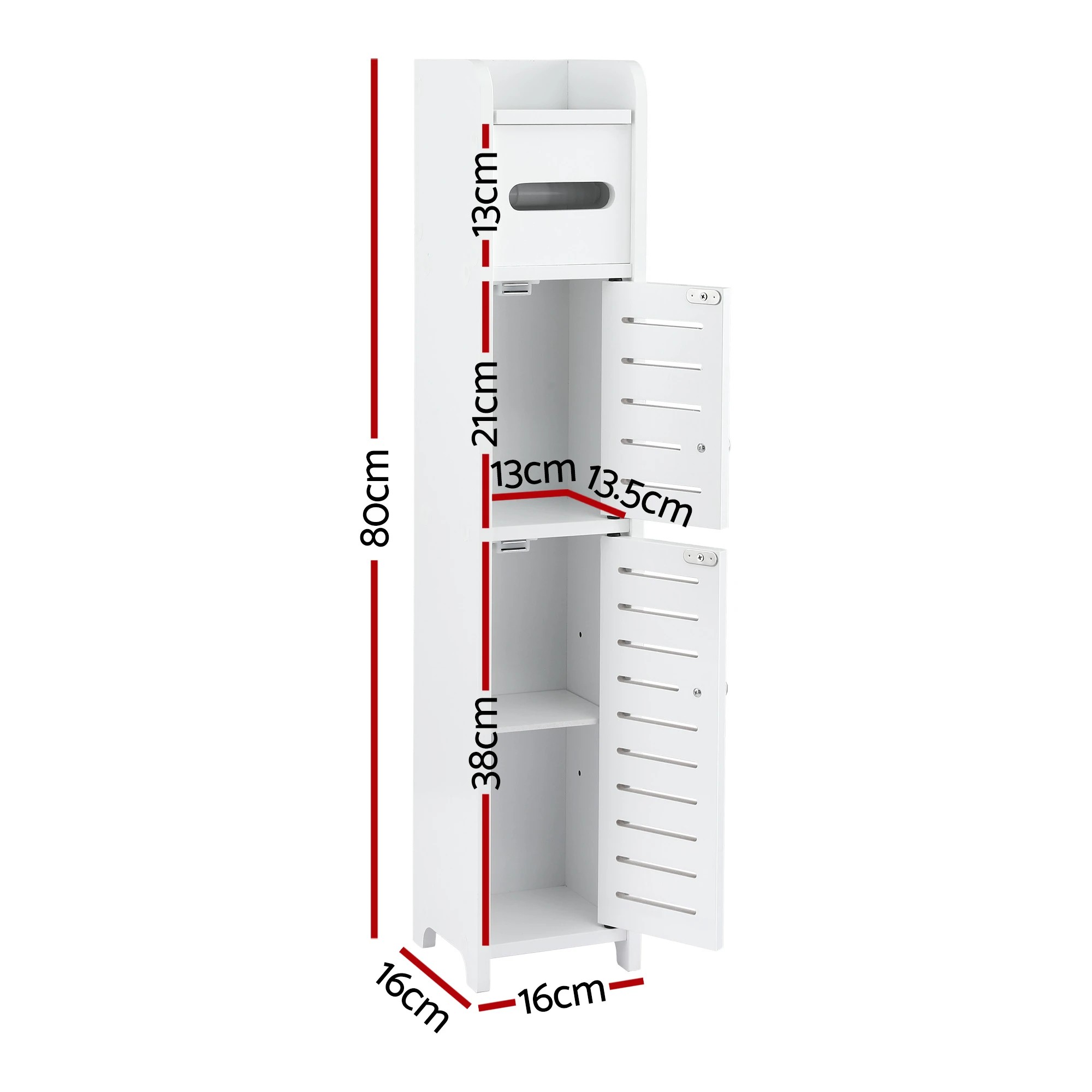 3 Artiss 2x Bathroom Storage Cabinet 3-Tier Toilet Paper Holder - White, 3 of 9