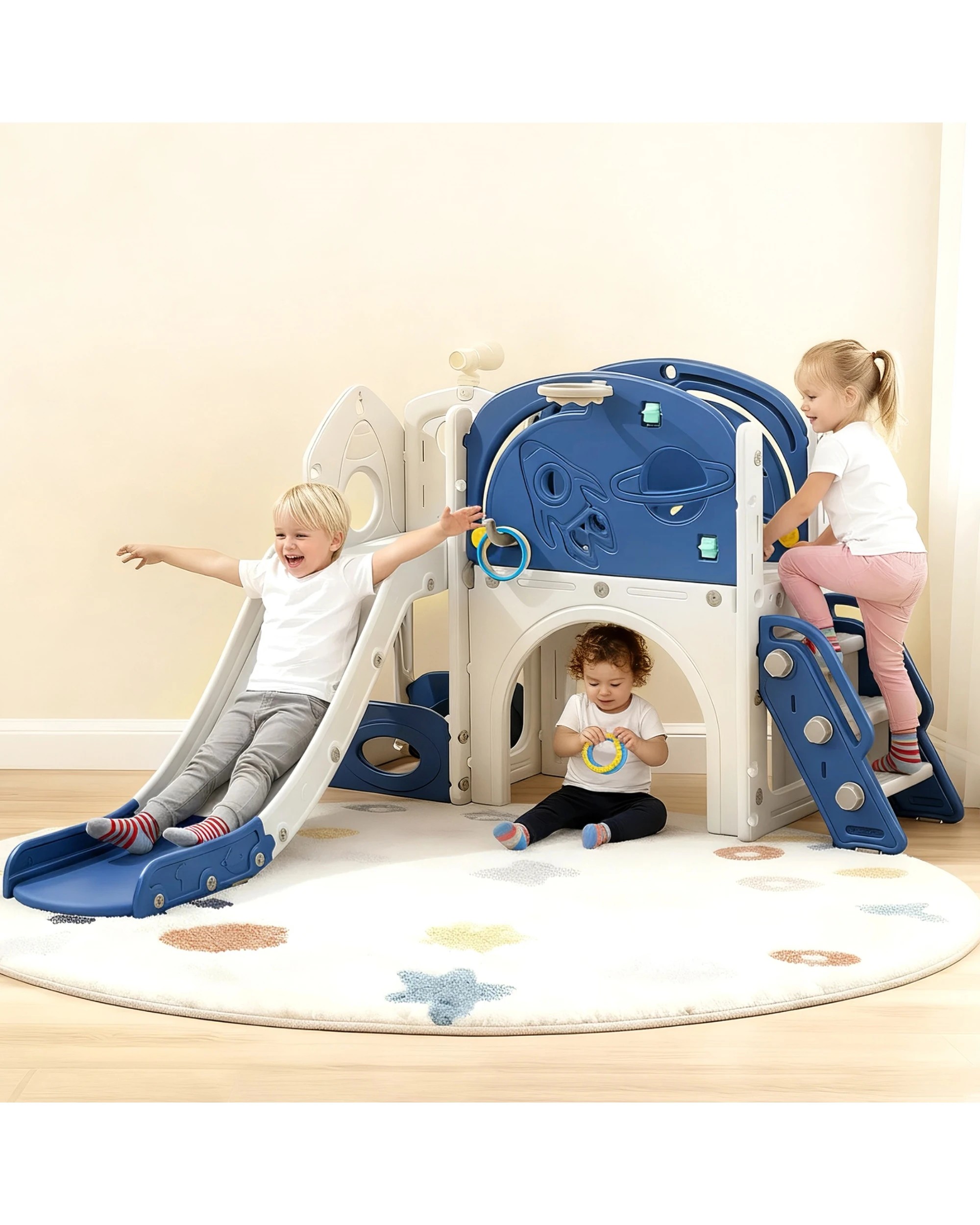 3 9 in 1 L-Shaped Toddler Slide Indoor Baby Slide Kids Playset Outdoor Playground, 3 of 10
