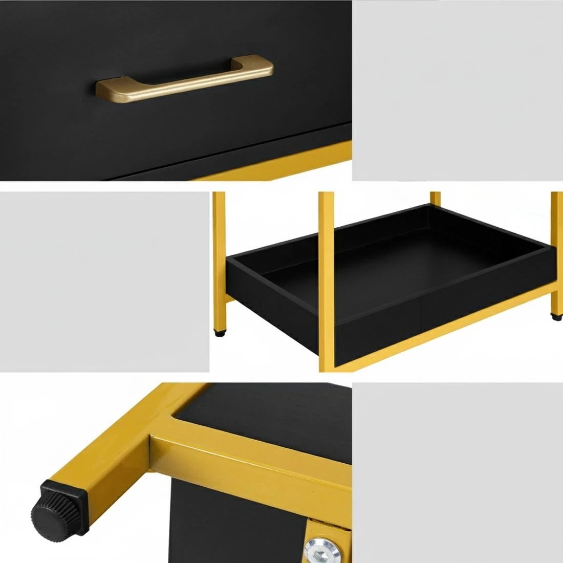 6 Artiss Bedside Table 1 Drawer with Shelf - MASON - Black, 6 of 7