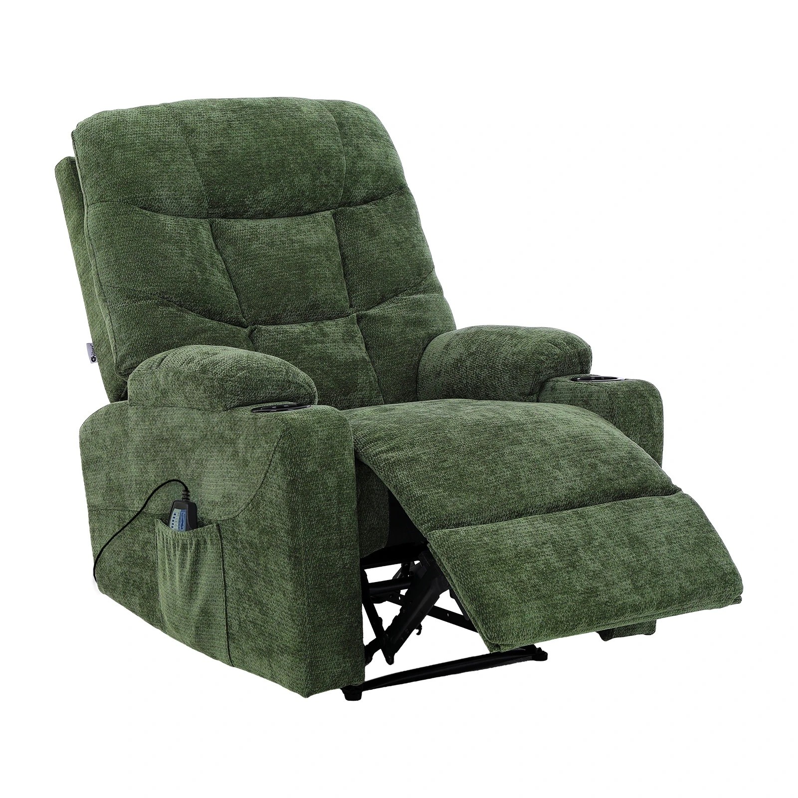 1 Oikiture Recliner Chair Electric Massage Chair Lounge Heated Polyester - Green, 1 of 6