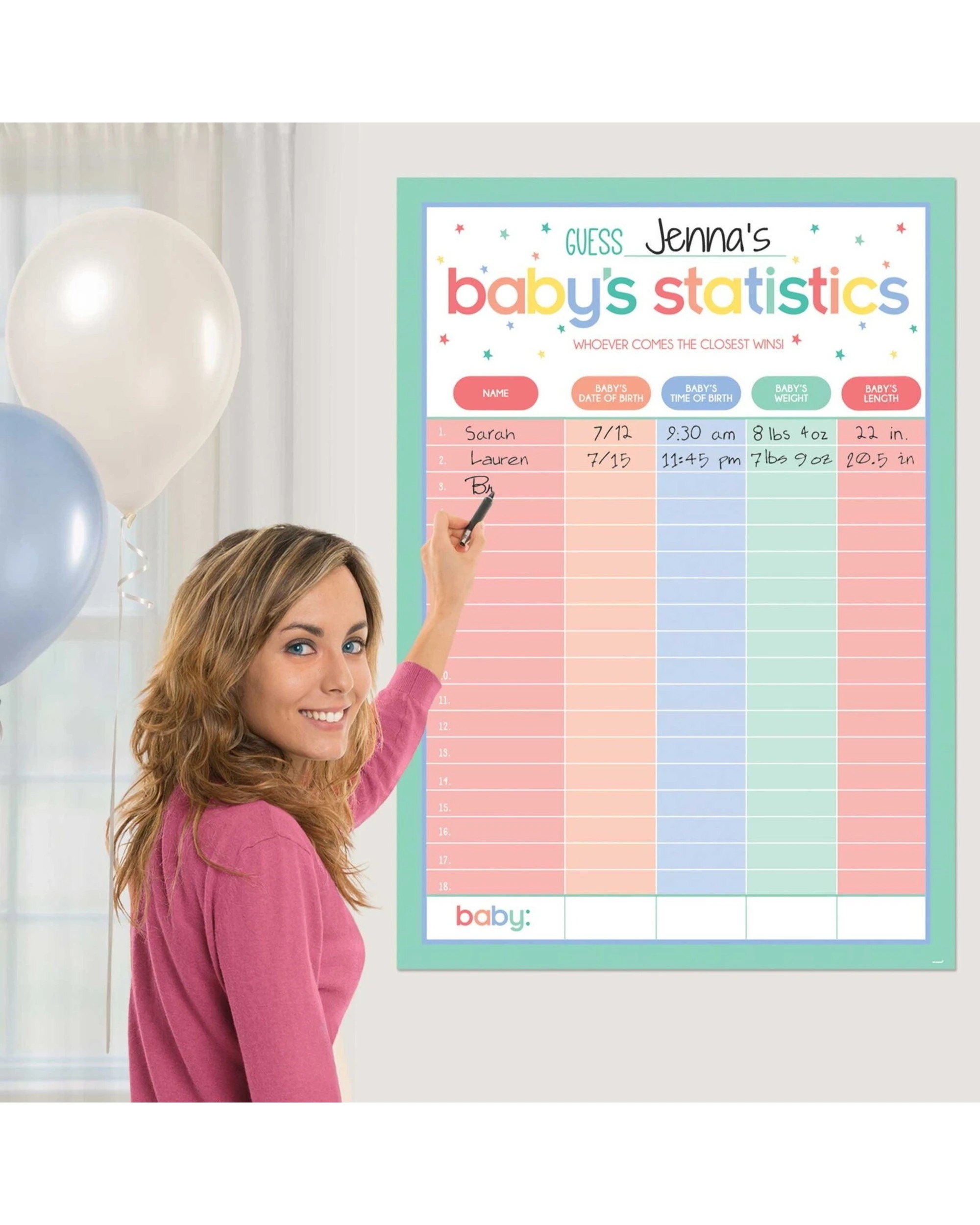 1 Anagram Baby Shower Guess Baby's Statistics Game - Multi, 1 of 1
