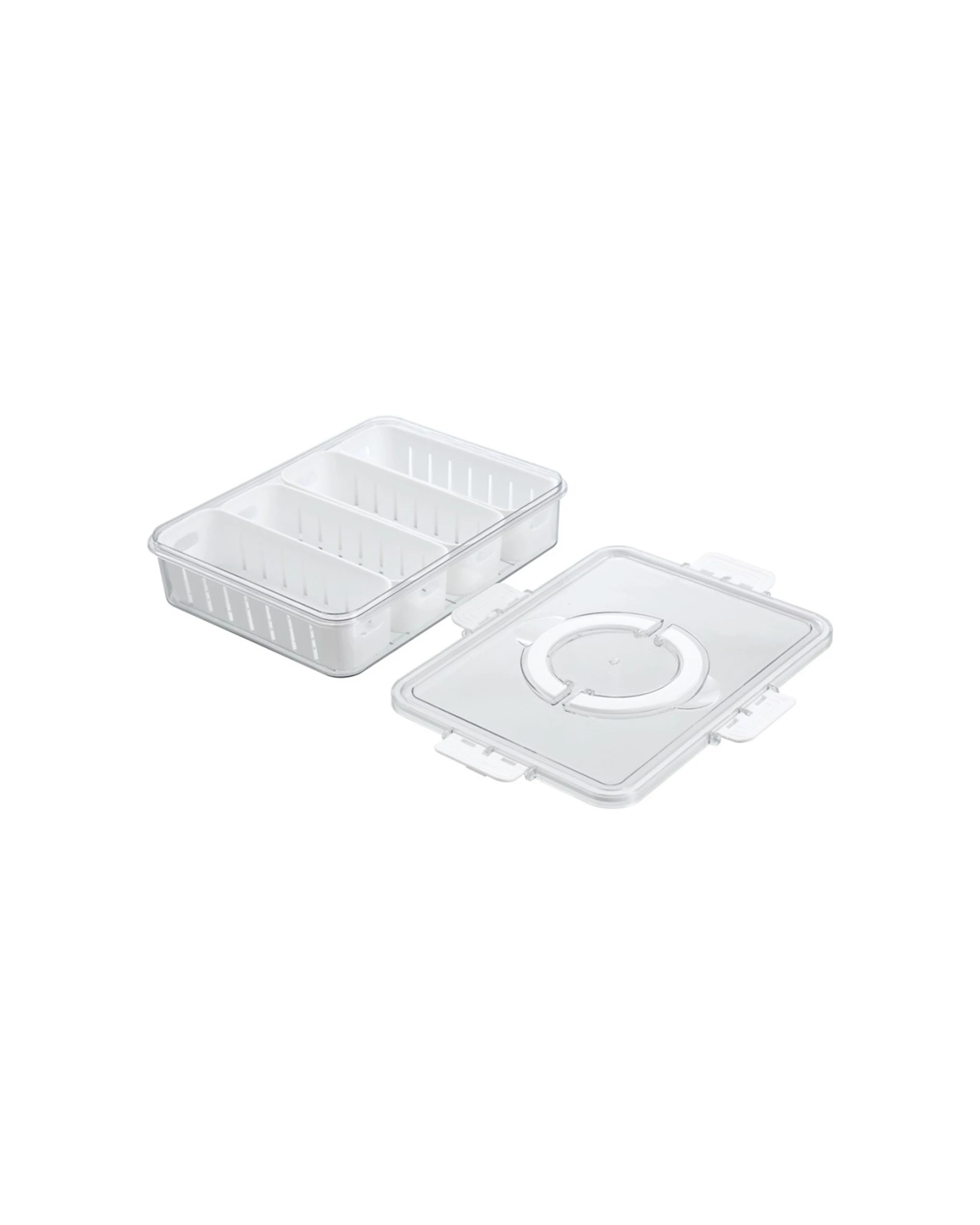2 Lemon & Lime Snackal 8 Section Snack Food Container 31x24x6.5cm - Clear, 2 of 6