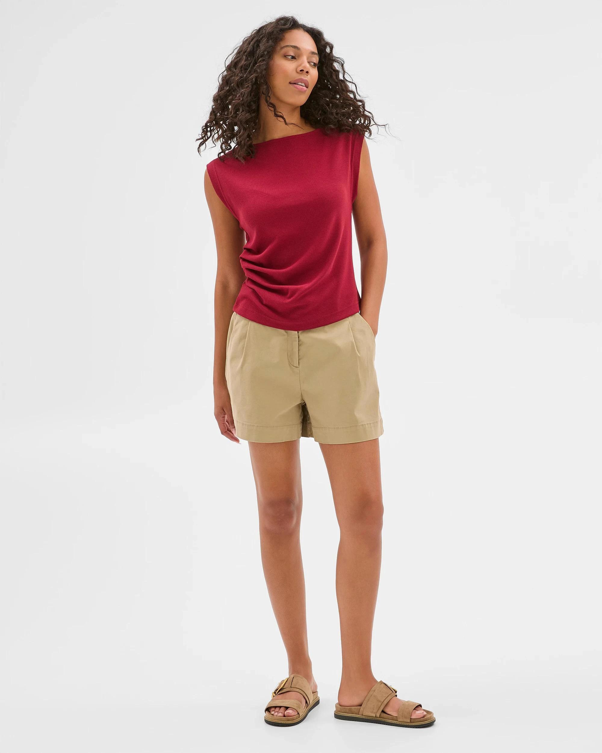 7 Target Ribbed Boat Neck Gathered Side Top INDIGO, 7 of 10