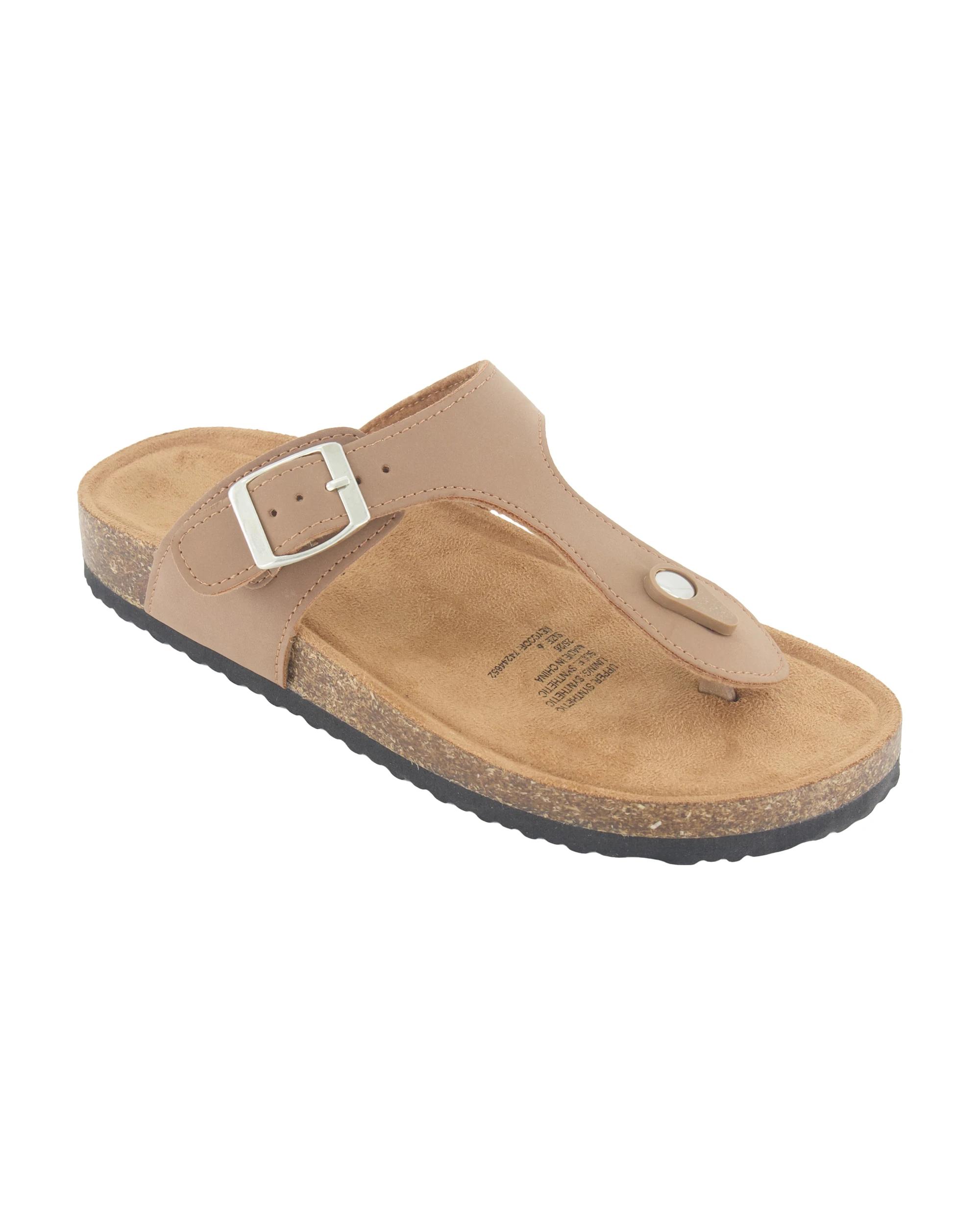 1 Footbed Toe Post Slides Brown, 1 of 3