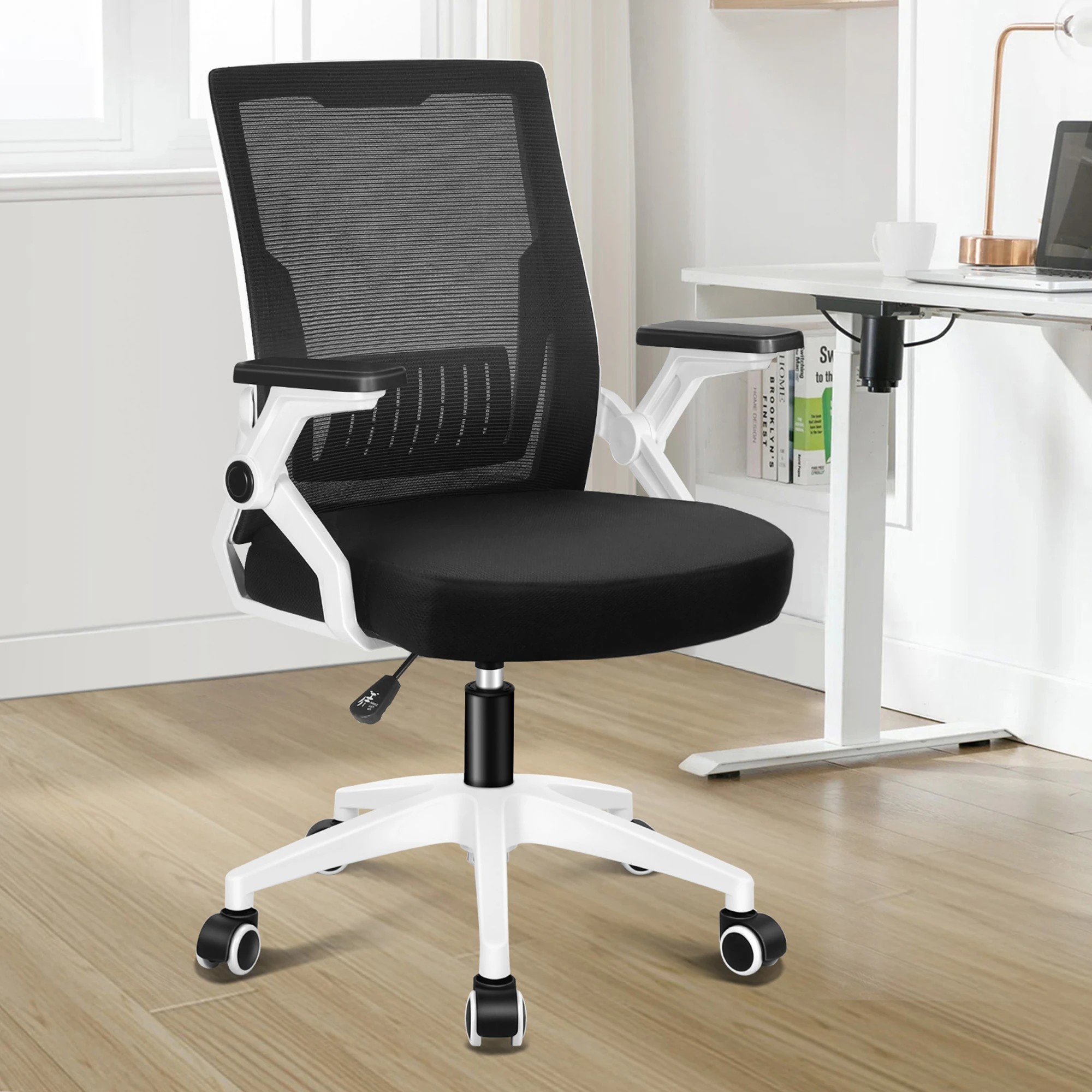2 Alfordson Mesh Office Chair Executive Computer Fabric Gaming Racing Work Seat - White Black, 2 of 10